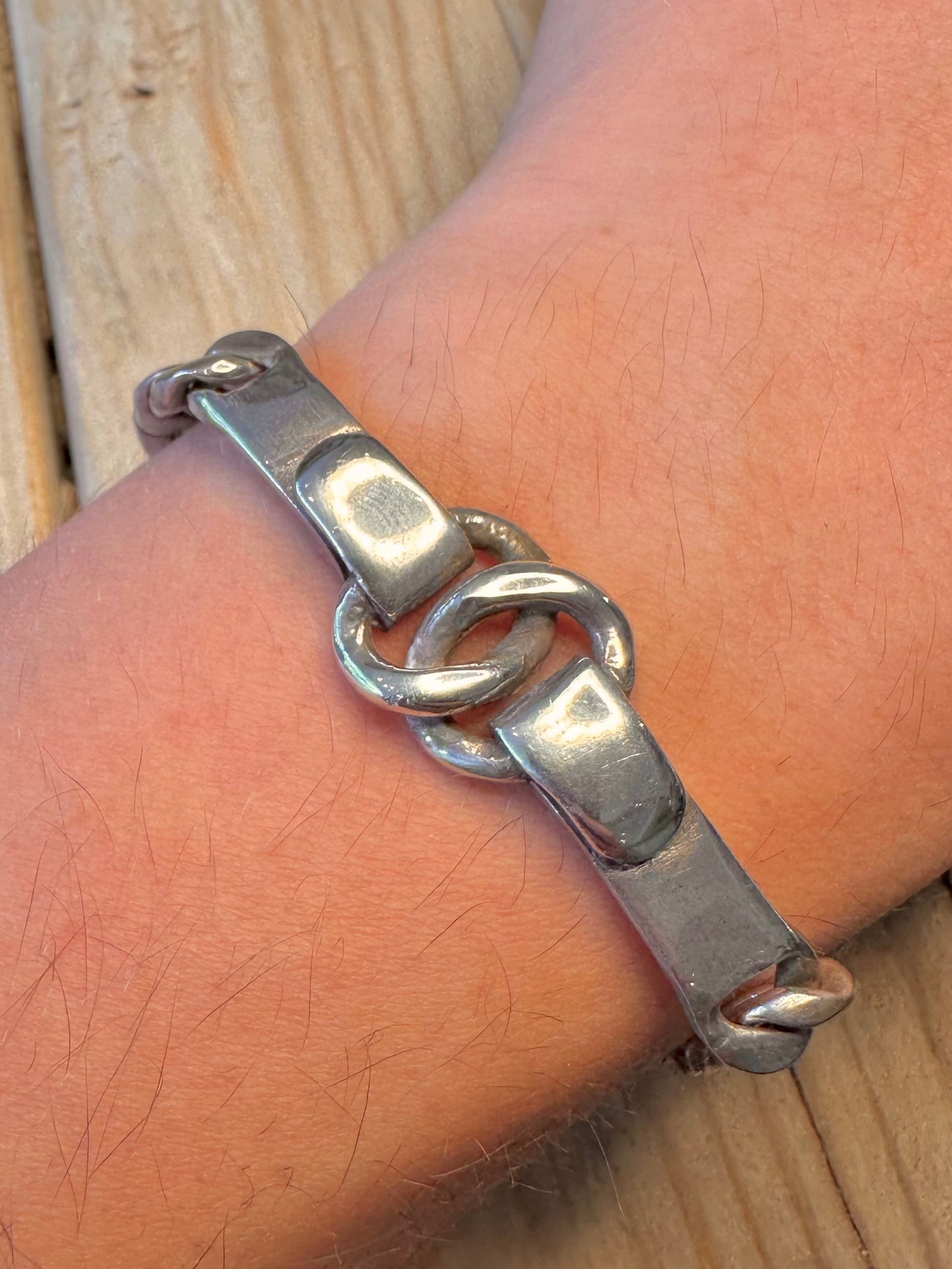 Abstract Knot Curb Chain 925 Silver 7 inch Bracelet