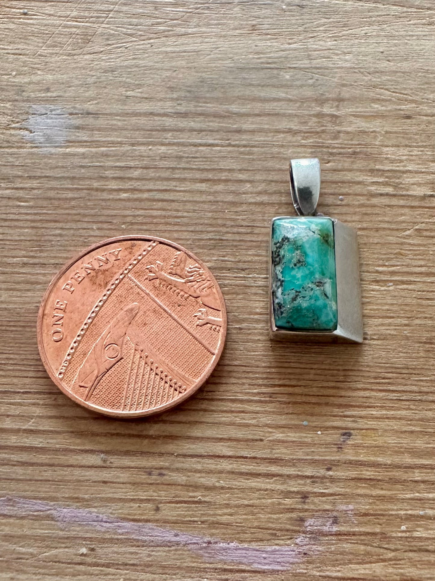 Vintage Native American Turquoise ELN Maker 925 Silver Pendant