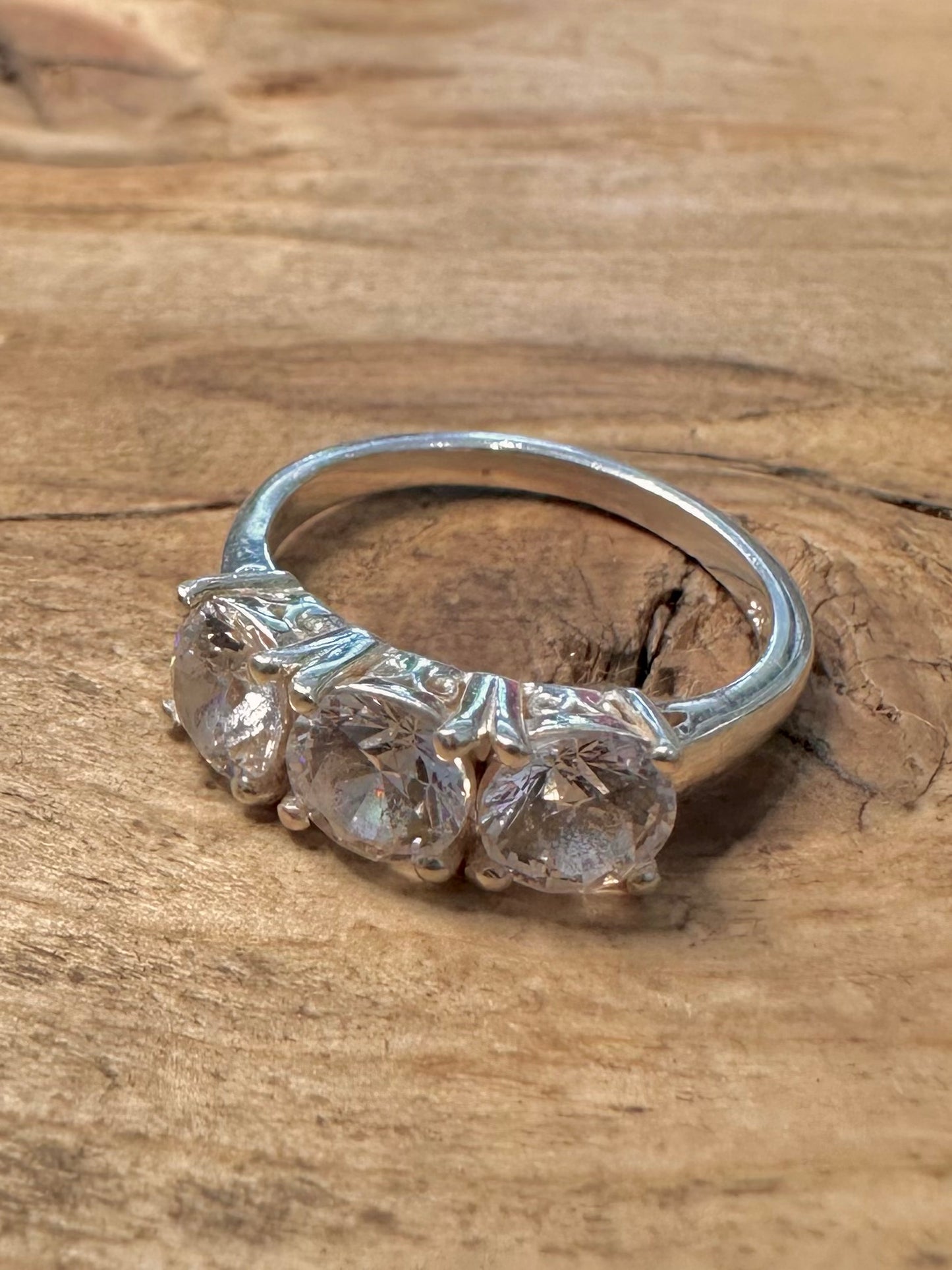 Vintage CZ Trilogy 925 Silver Size O Ring