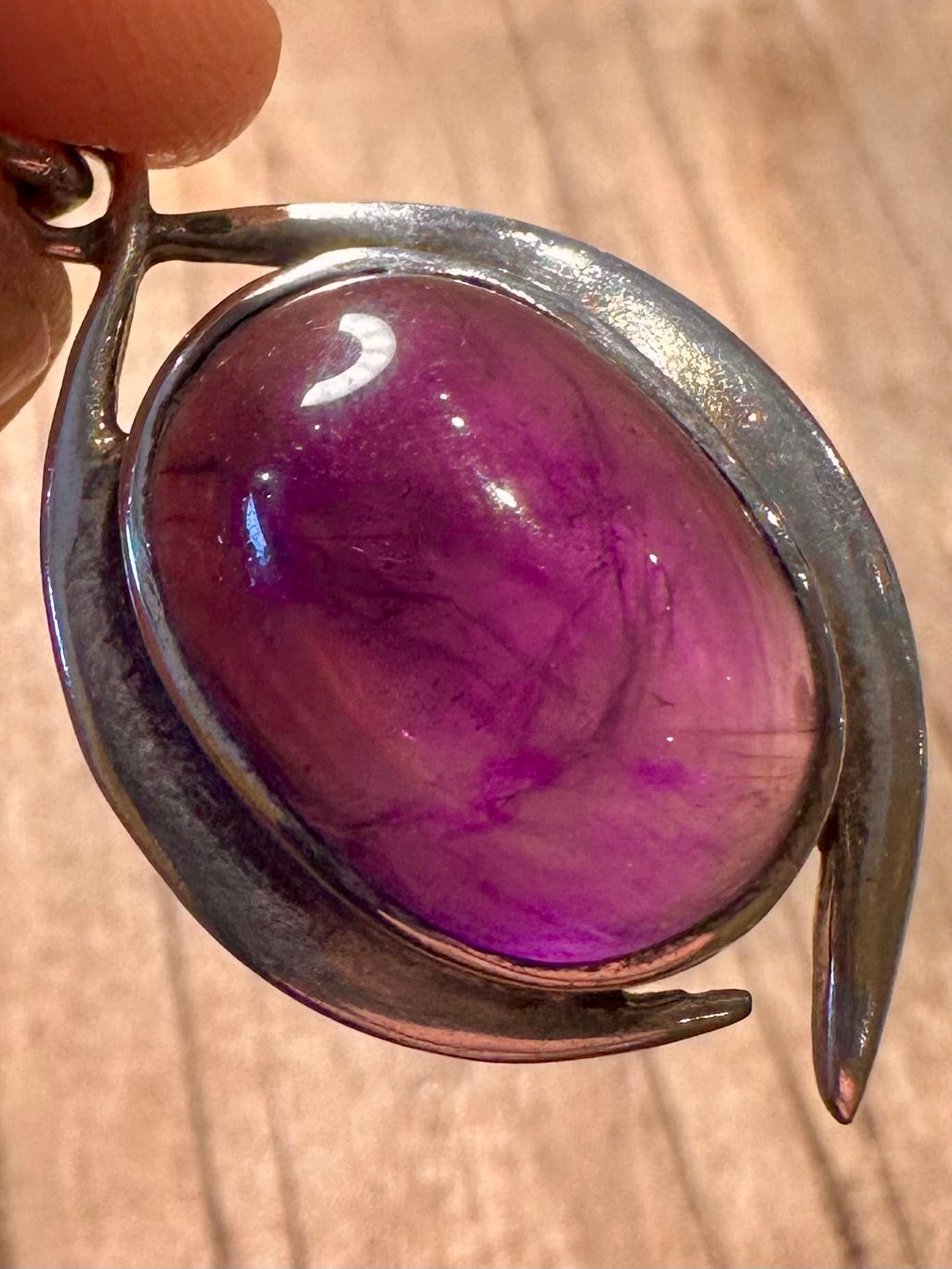 Vintager ovaler Amethyst-Anhänger aus 925er Sterlingsilber