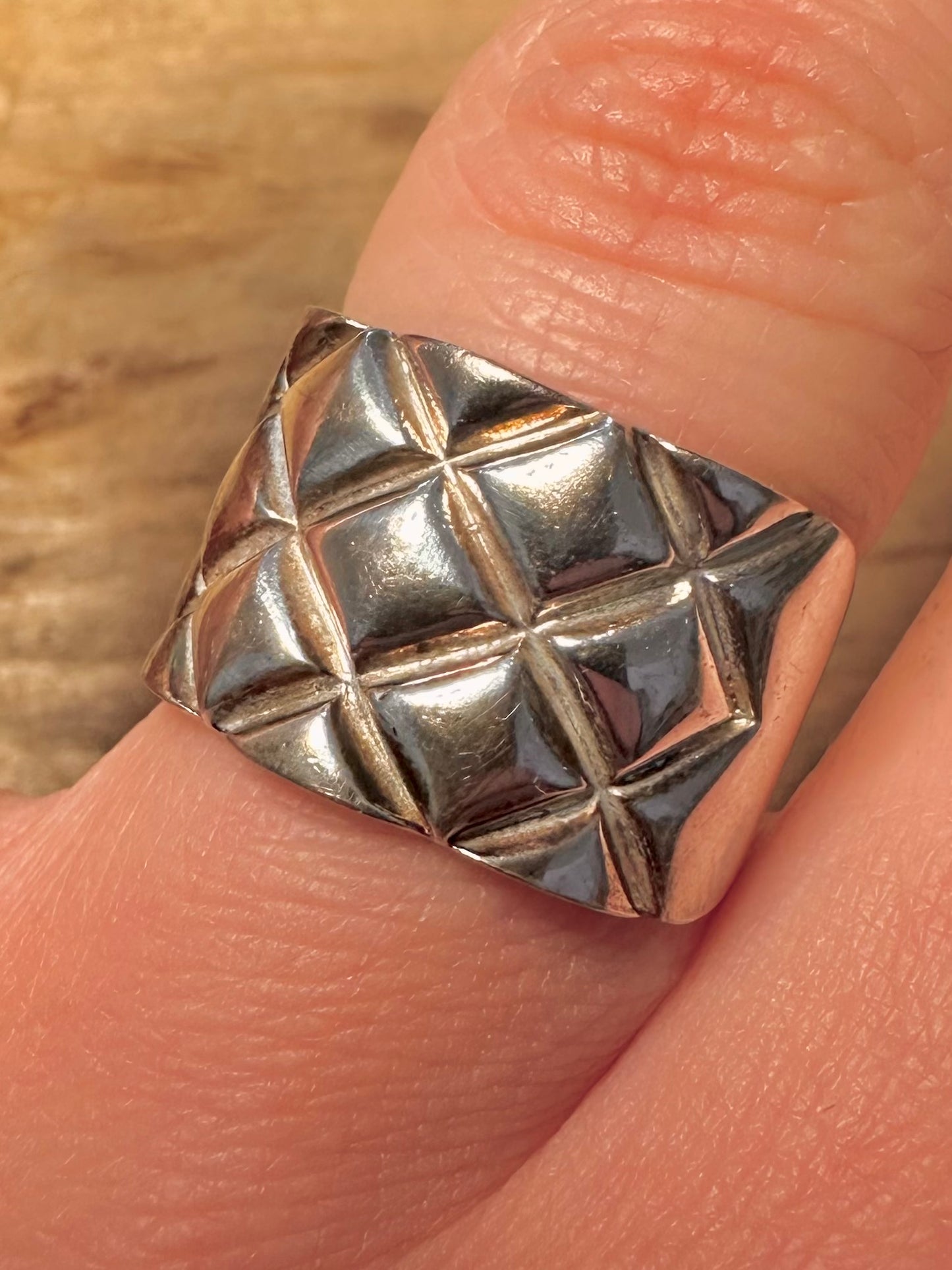 Abstract Textured 925 Silver Size P Ring
