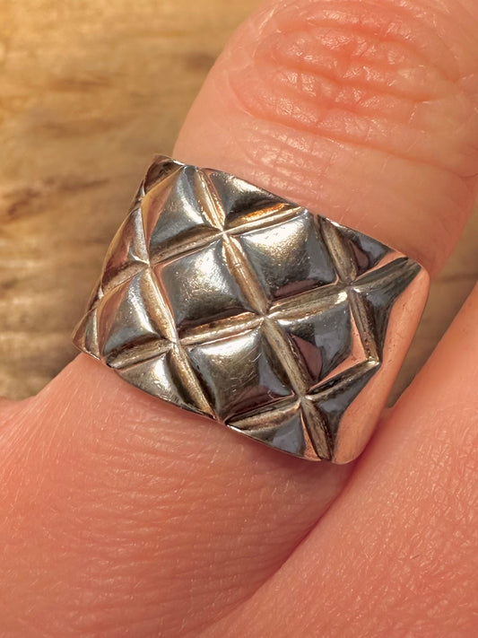 Abstract Textured 925 Silver Size P Ring