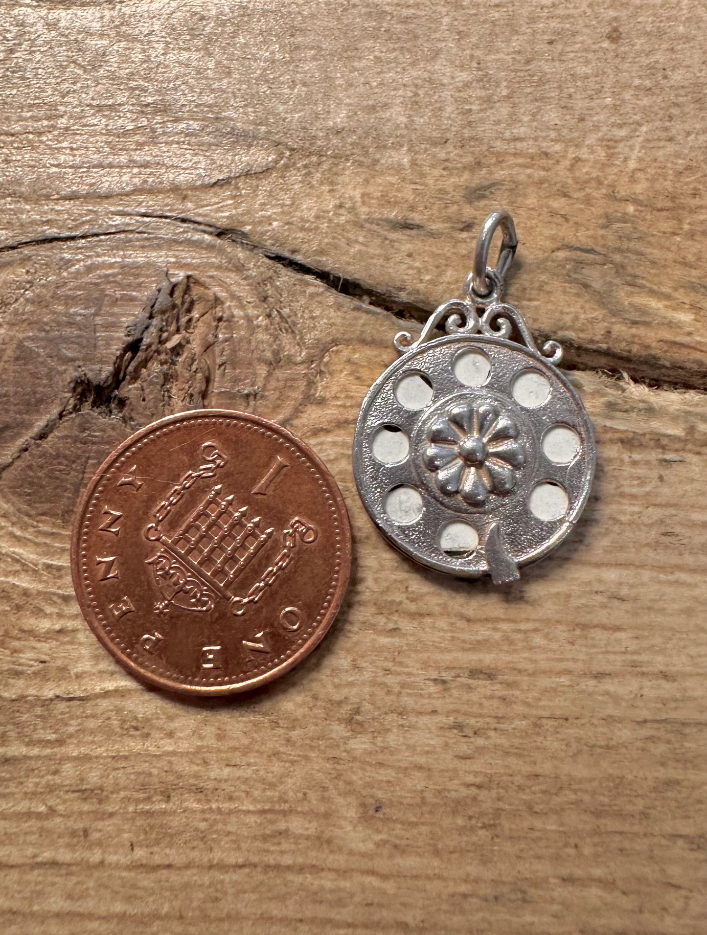 Vintage I Love You Moving Dial 925 Silver Charm Pendant