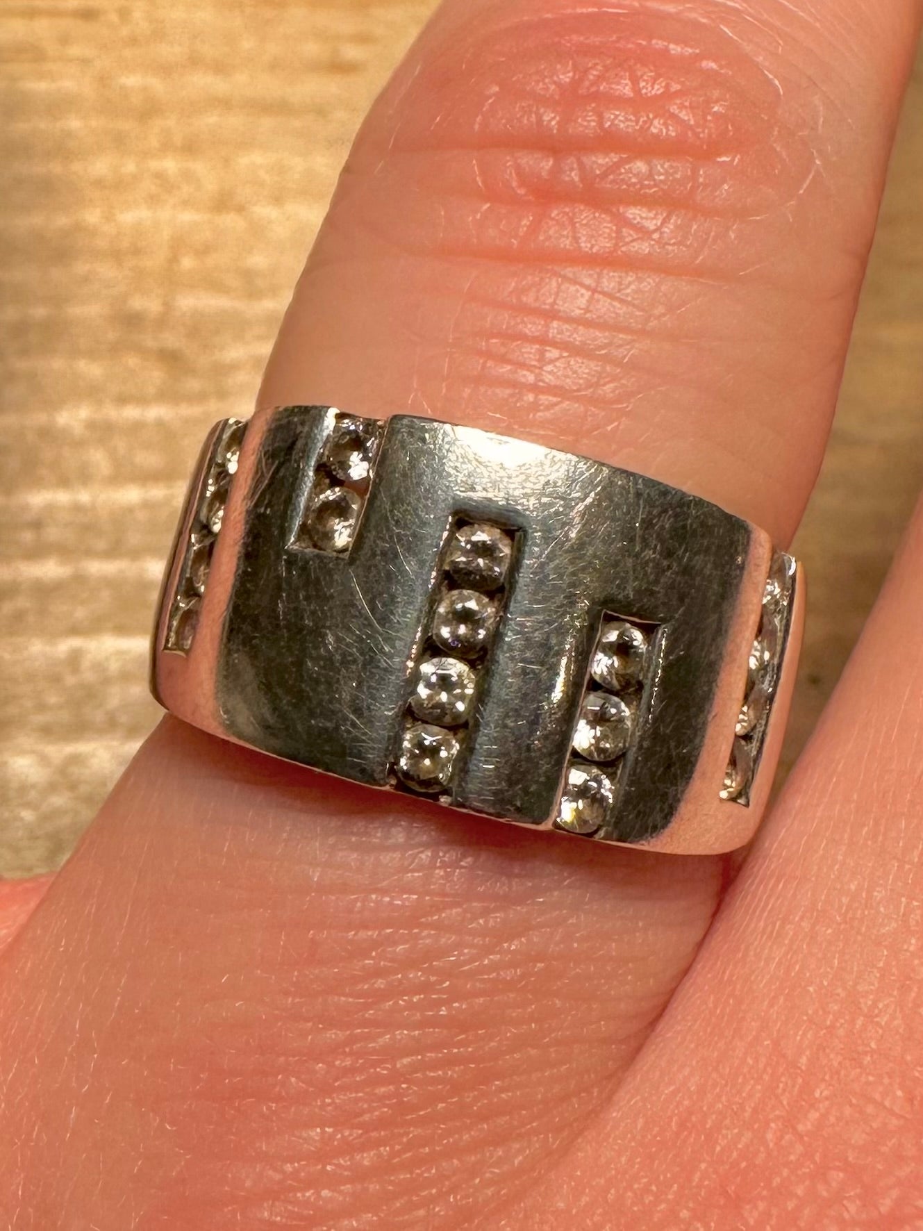 Abstract CZ Stone 925 Silver Size O Ring