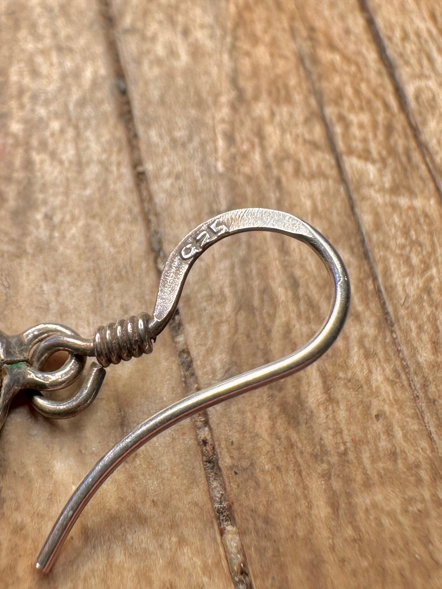 Vintage Garnet Oval Dangle 925 Sterling Silver Earring