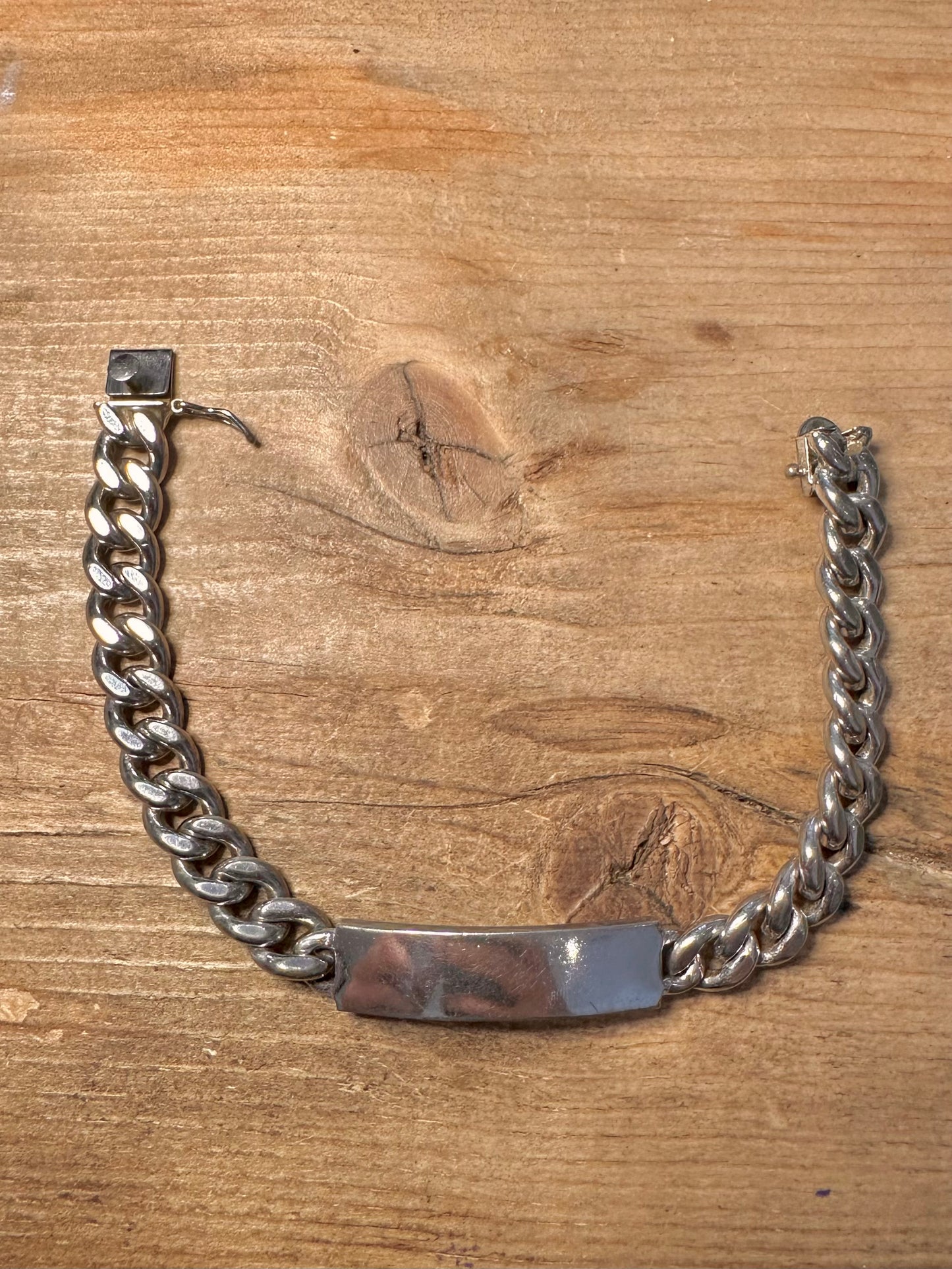Vintage Elco Identity Chunky Curb Chain 925 Silver 8 inch Bracelet