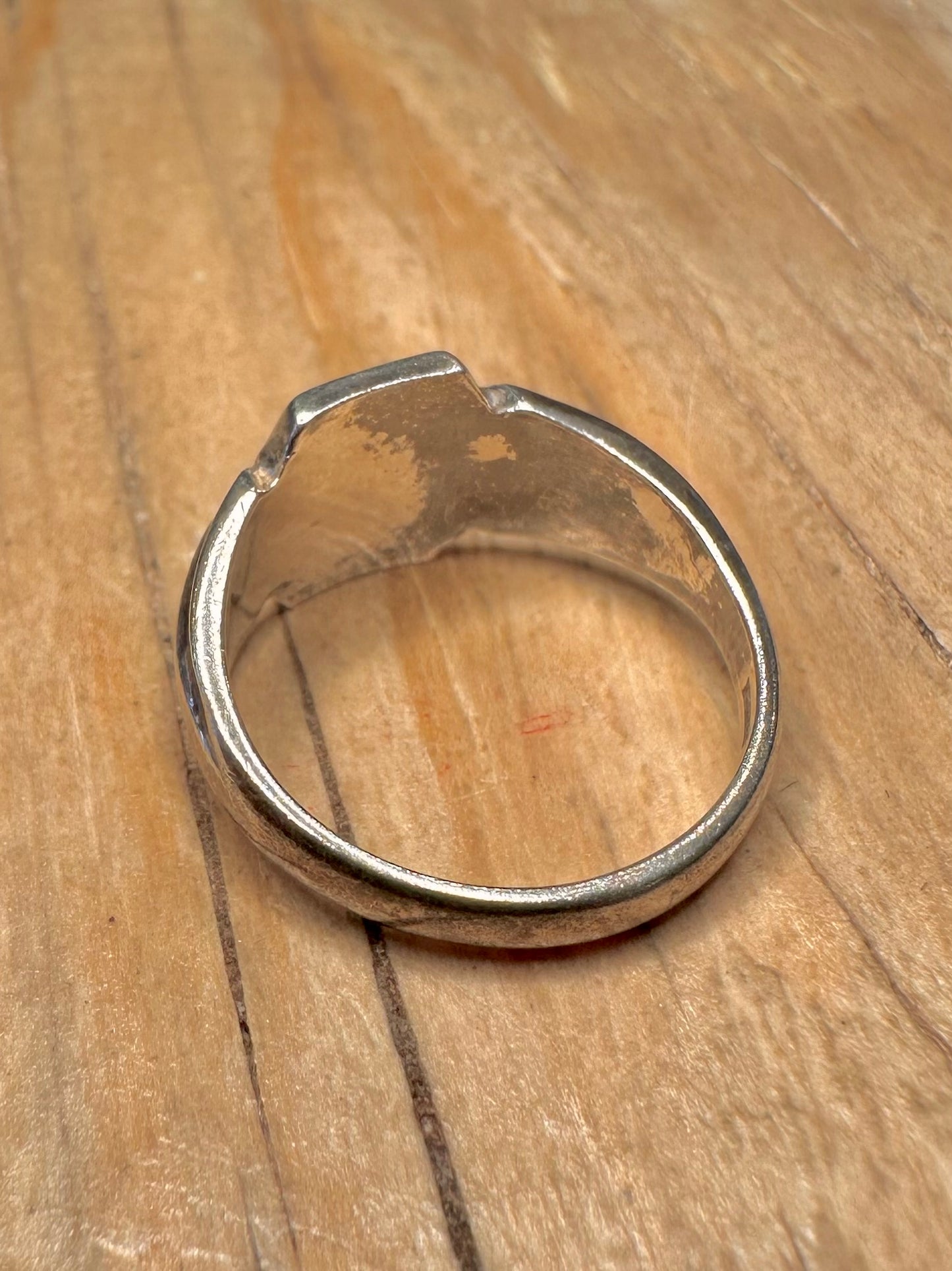 Vintage 1981 Signet Lapis Inaly 925 Sterling Silver Size K Ring