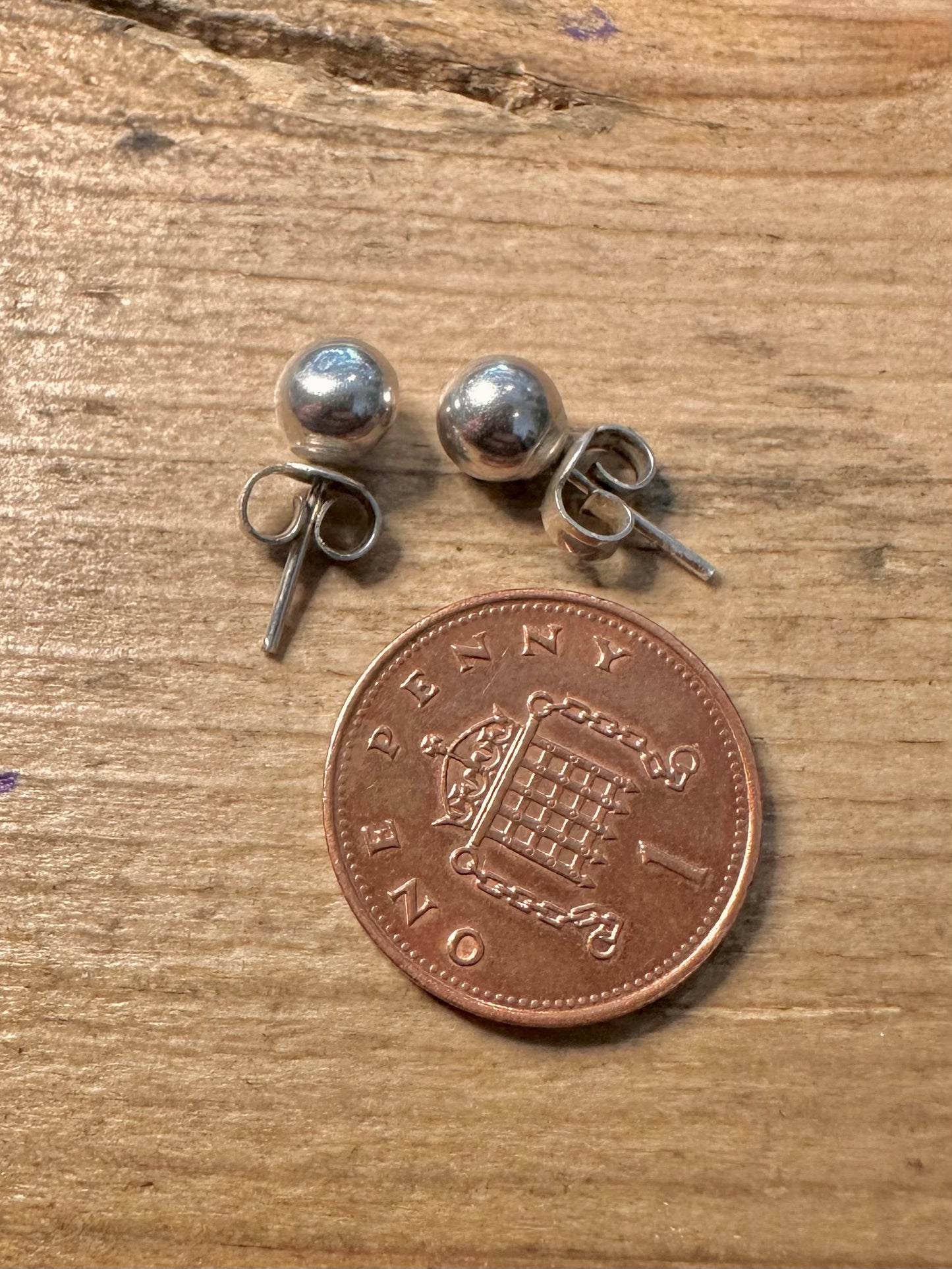 Vintage Ball Stud 925 Silver Earrings