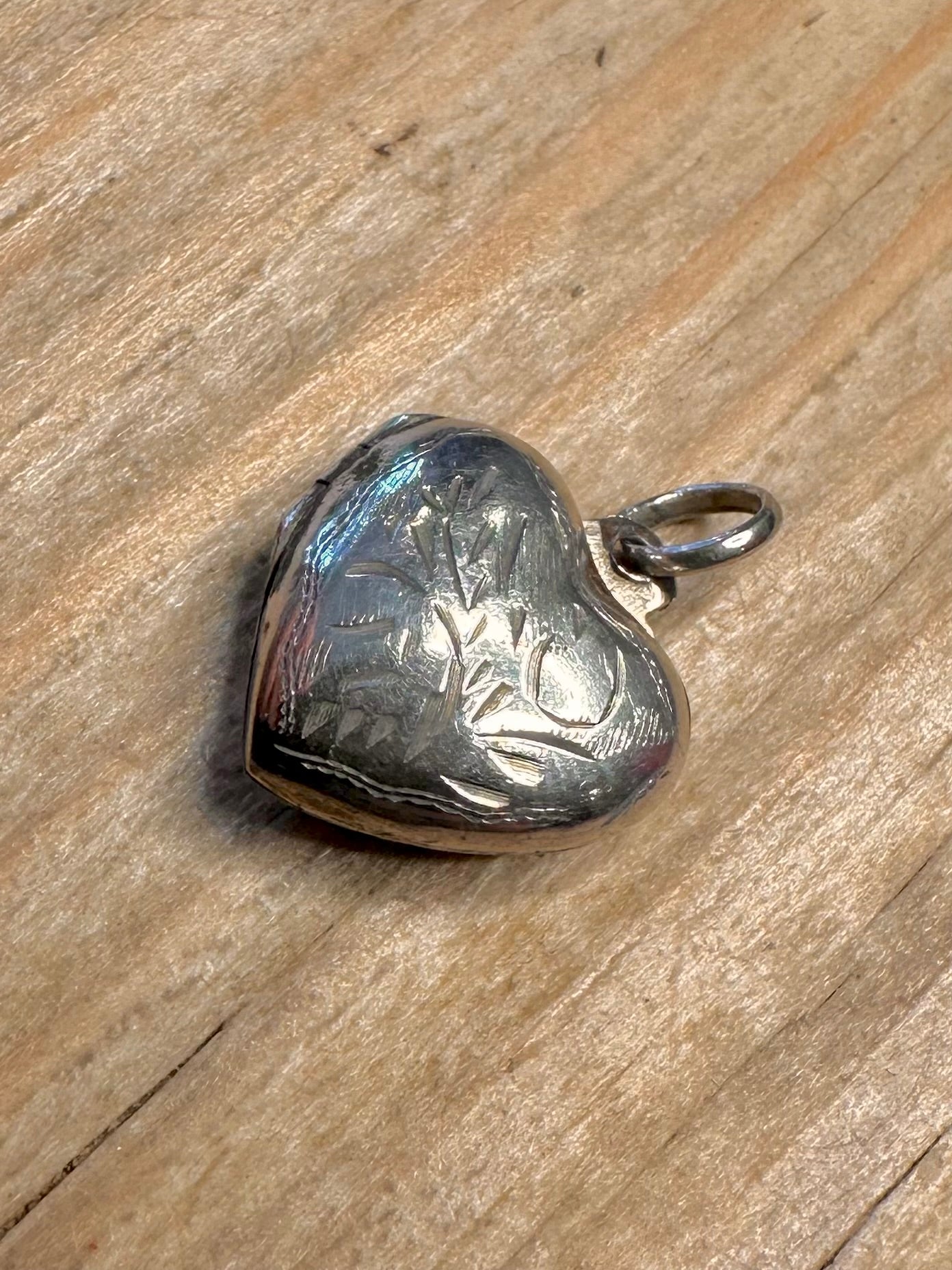 Vintage Engraved Heart Locket 925 Sterling Silver Pendant