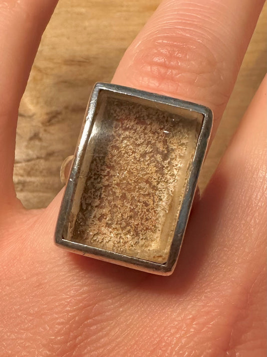 Modernist Chunky Quarts 925 Silver Size Q1/2 Ring