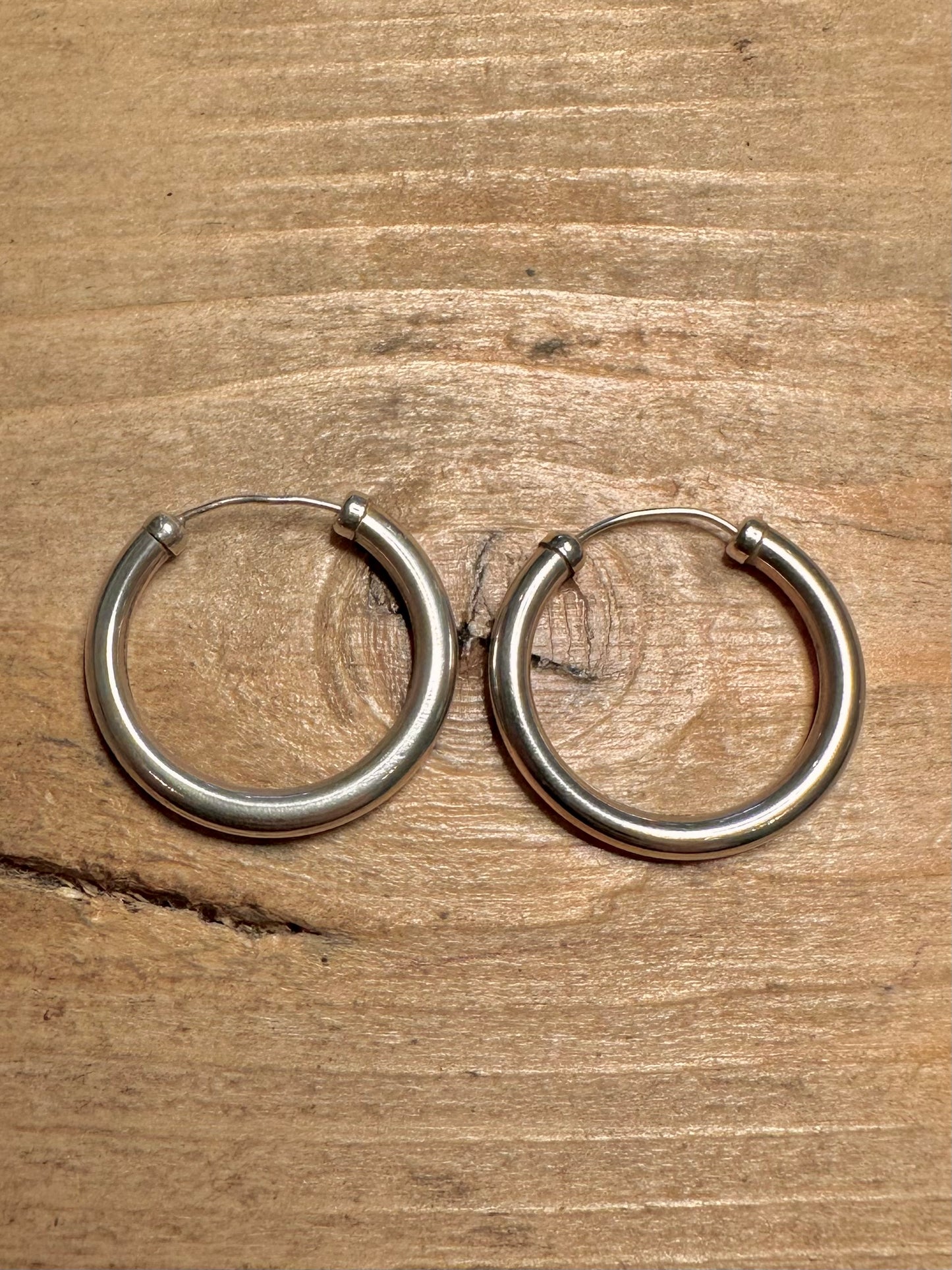 Vintage Chunky Hoops 925 Silver Earrings