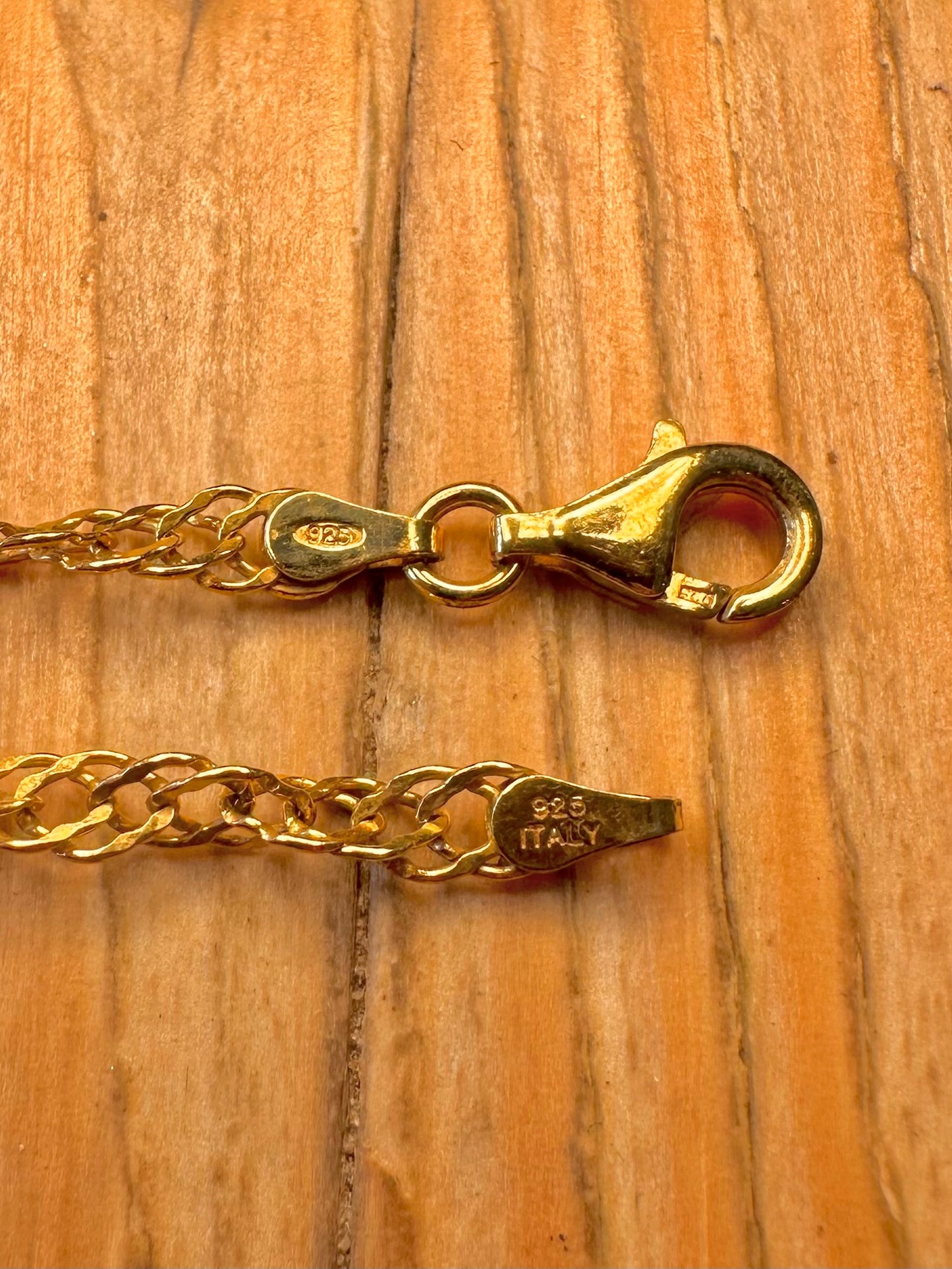 Vintage Twisted Chain Gold on 925 Silver 17.6 inch Necklace