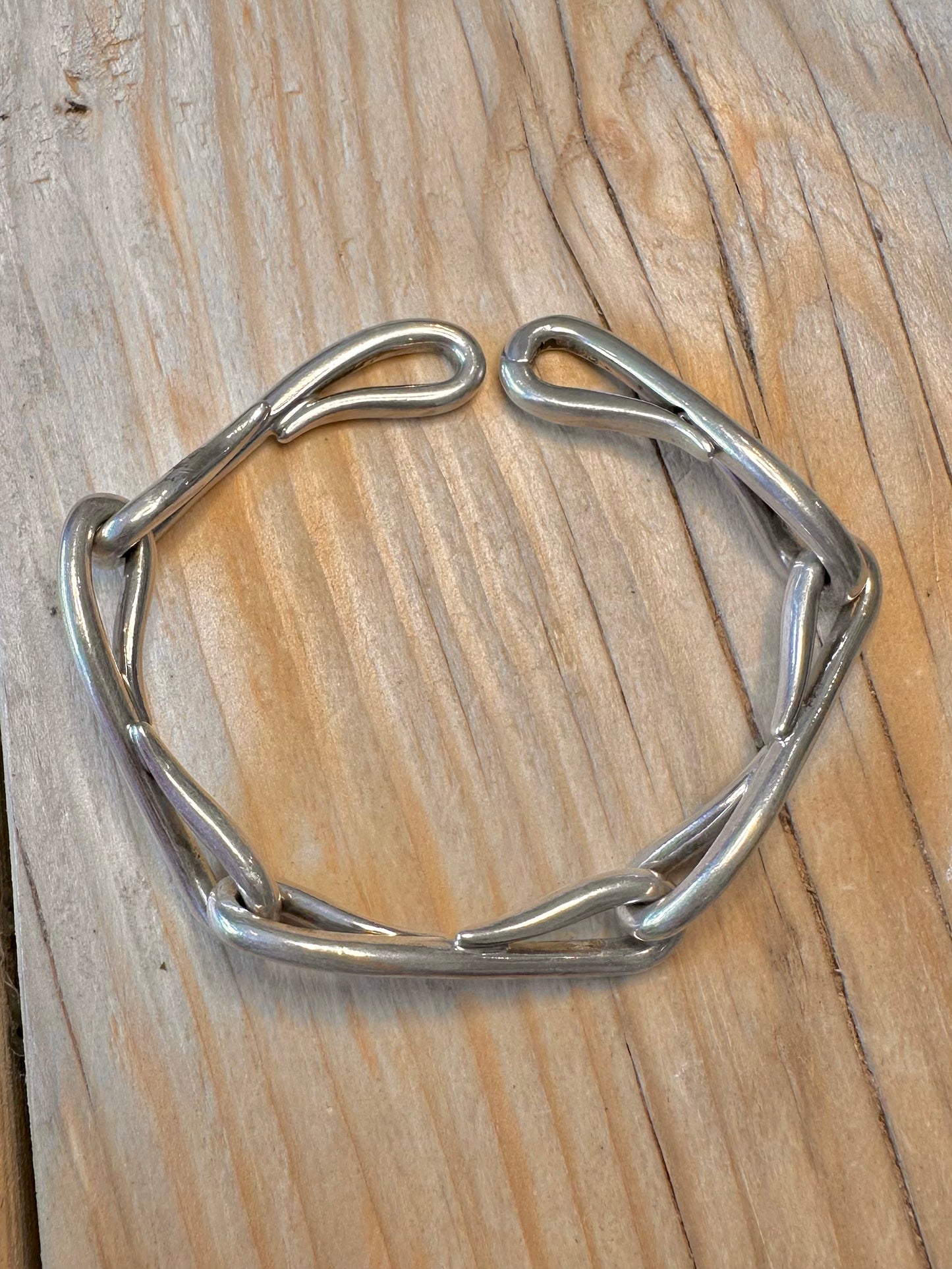 Abstract Asprey Link 925 Silver Italy 7.5 inch Bracelet