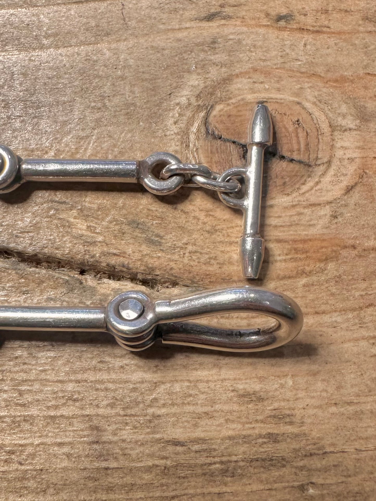 Abstract Mechanical Link T Bar 925 Silver 16.5 inch Necklace