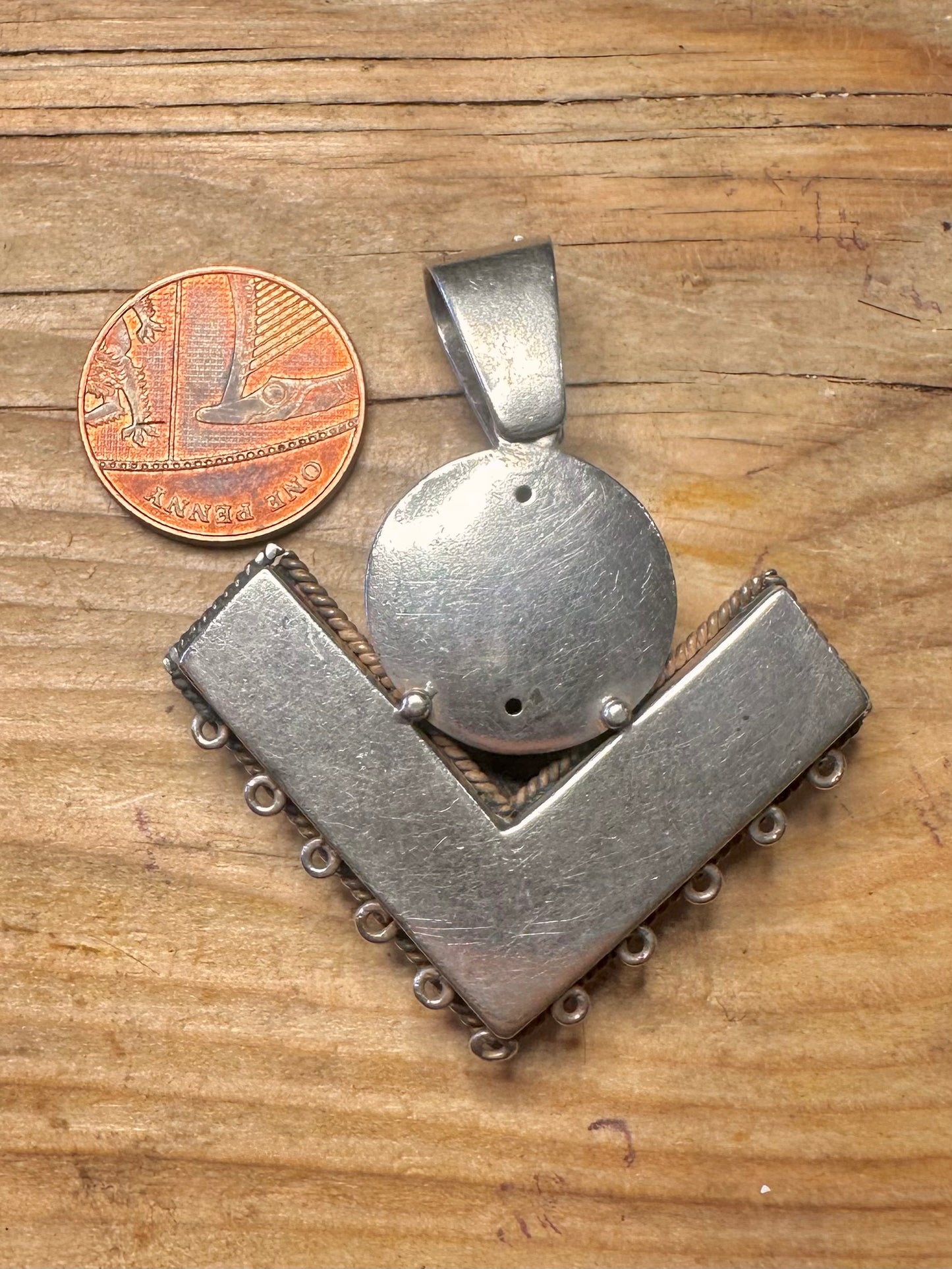 Vintage Großer Stammes-Verzierter 925er Sterlingsilber Anhänger