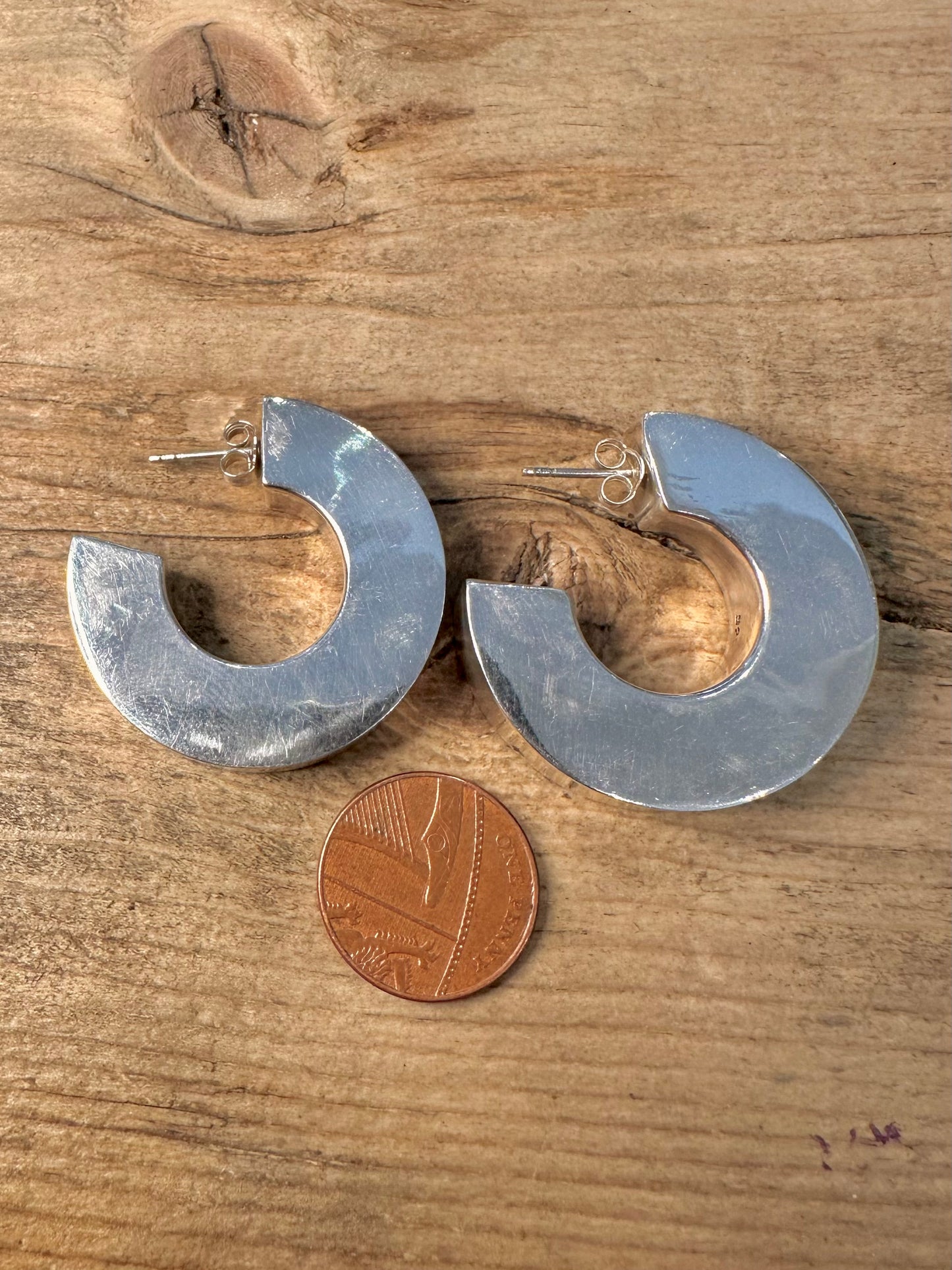 Abstract Chunky Half Hoops 925 Silver Earrings