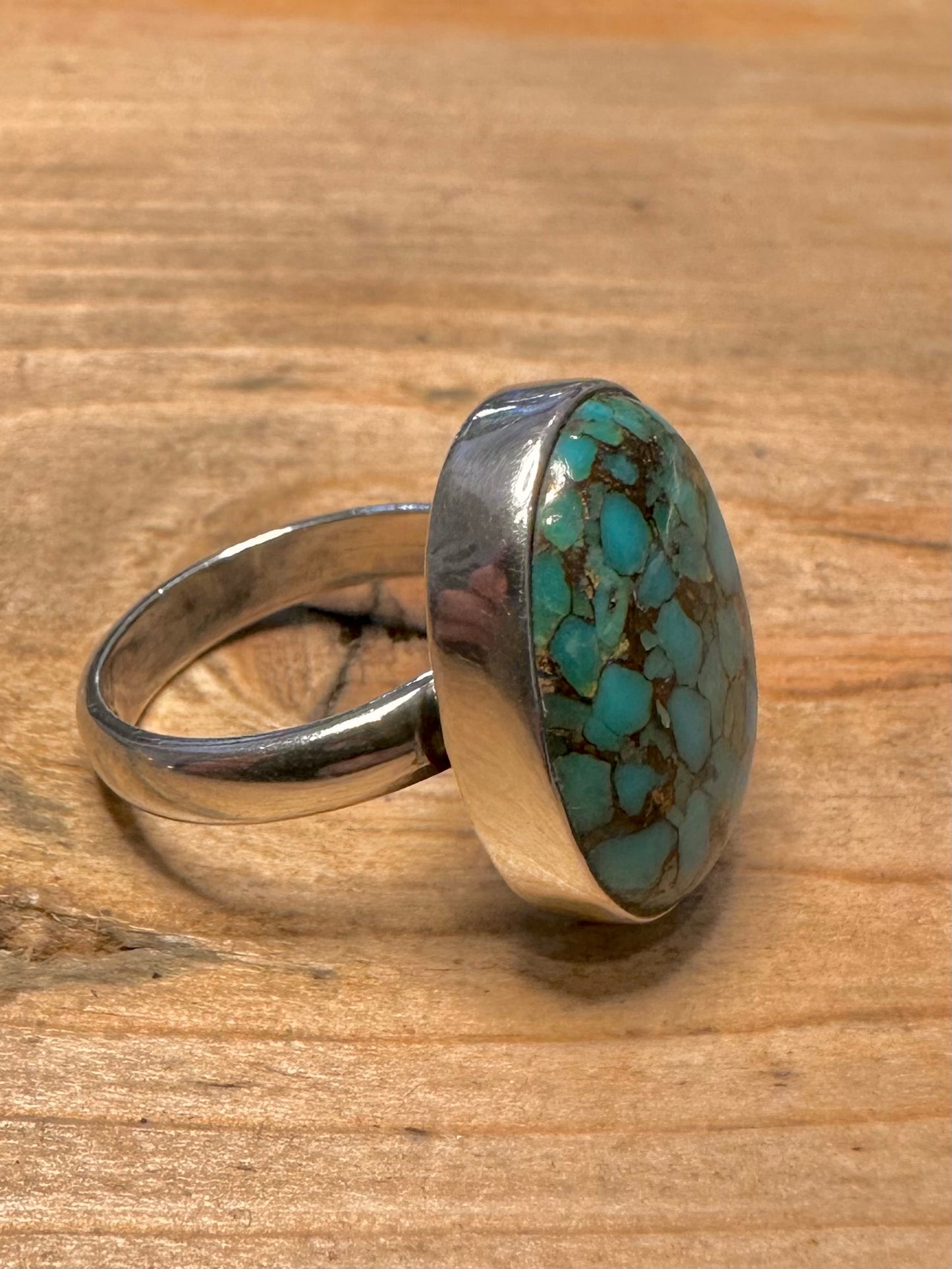 Vintage Natural Turquoise 925 Silver Size N1/2 Ring