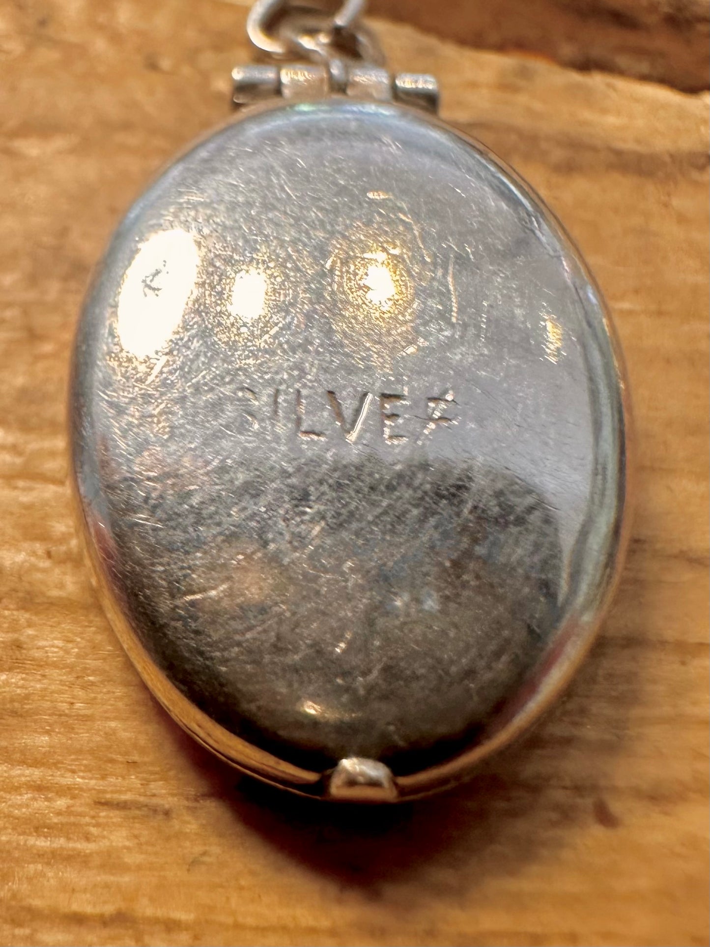 Vintage Oval Textured 925 Silver Locket Pendant