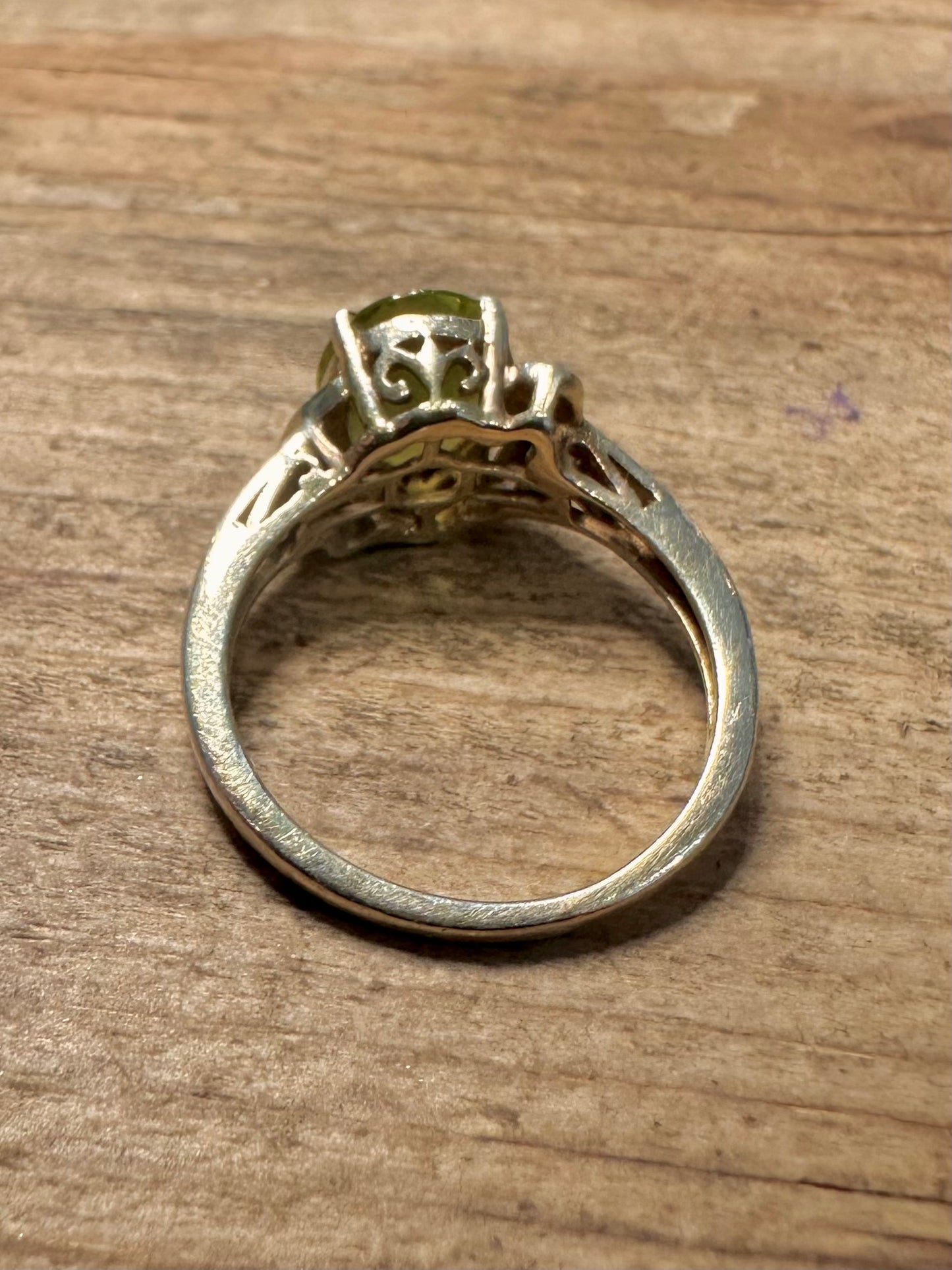 Vintage Peridot 925 Silver Size N Ring