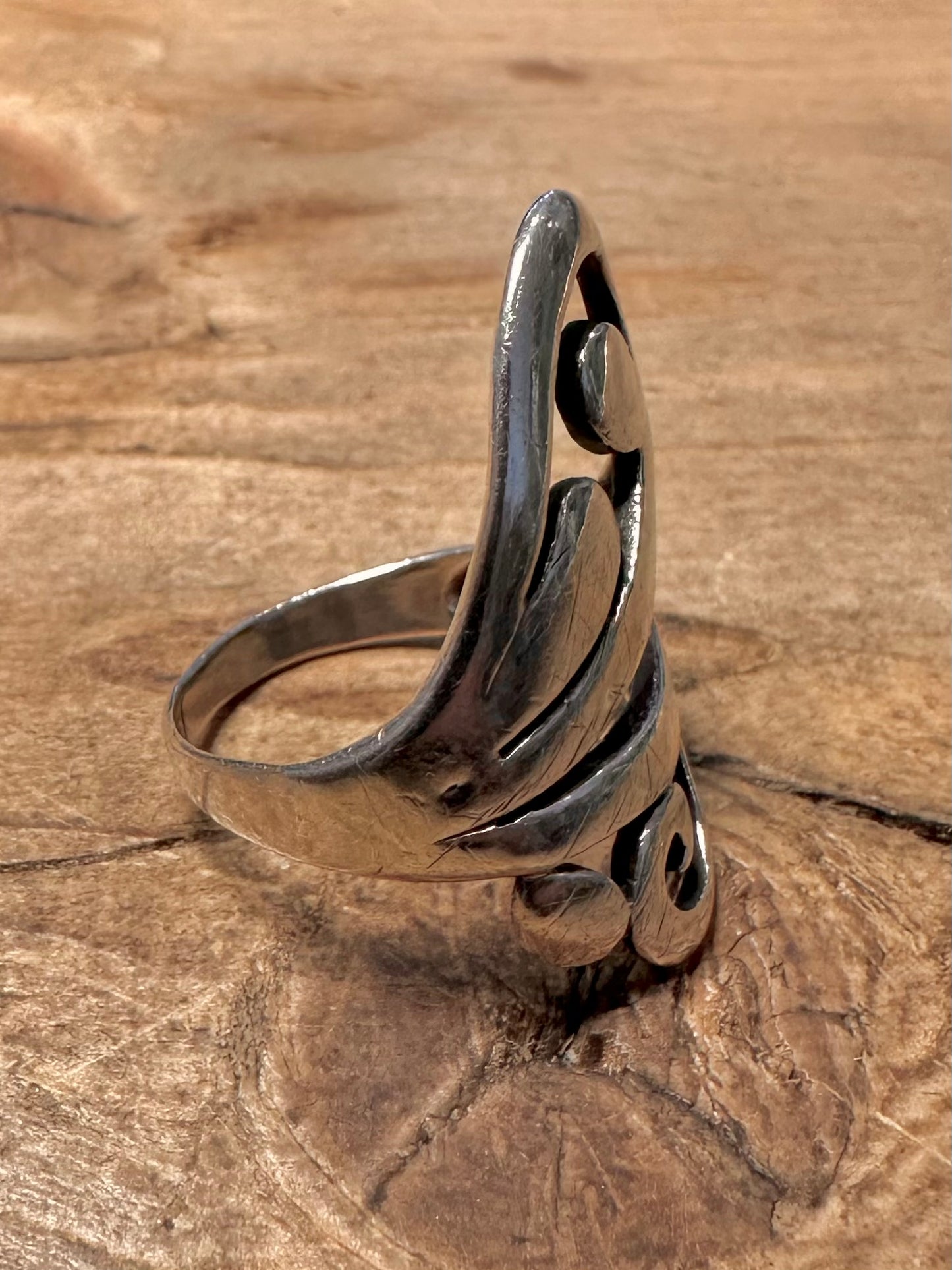 Abstract Swirl 925 Silver Size O Ring