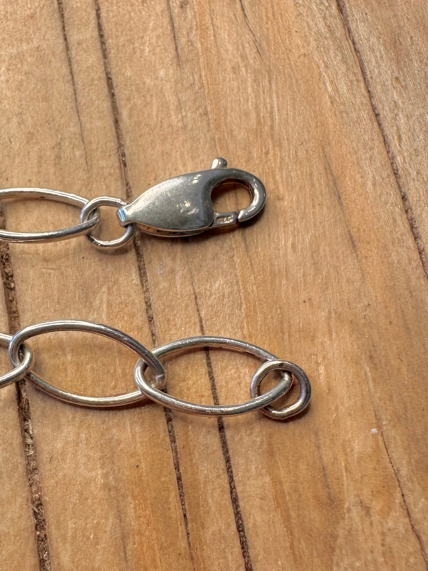 Abstract Oval Link 925 Silver 7.8 inch Bracelet