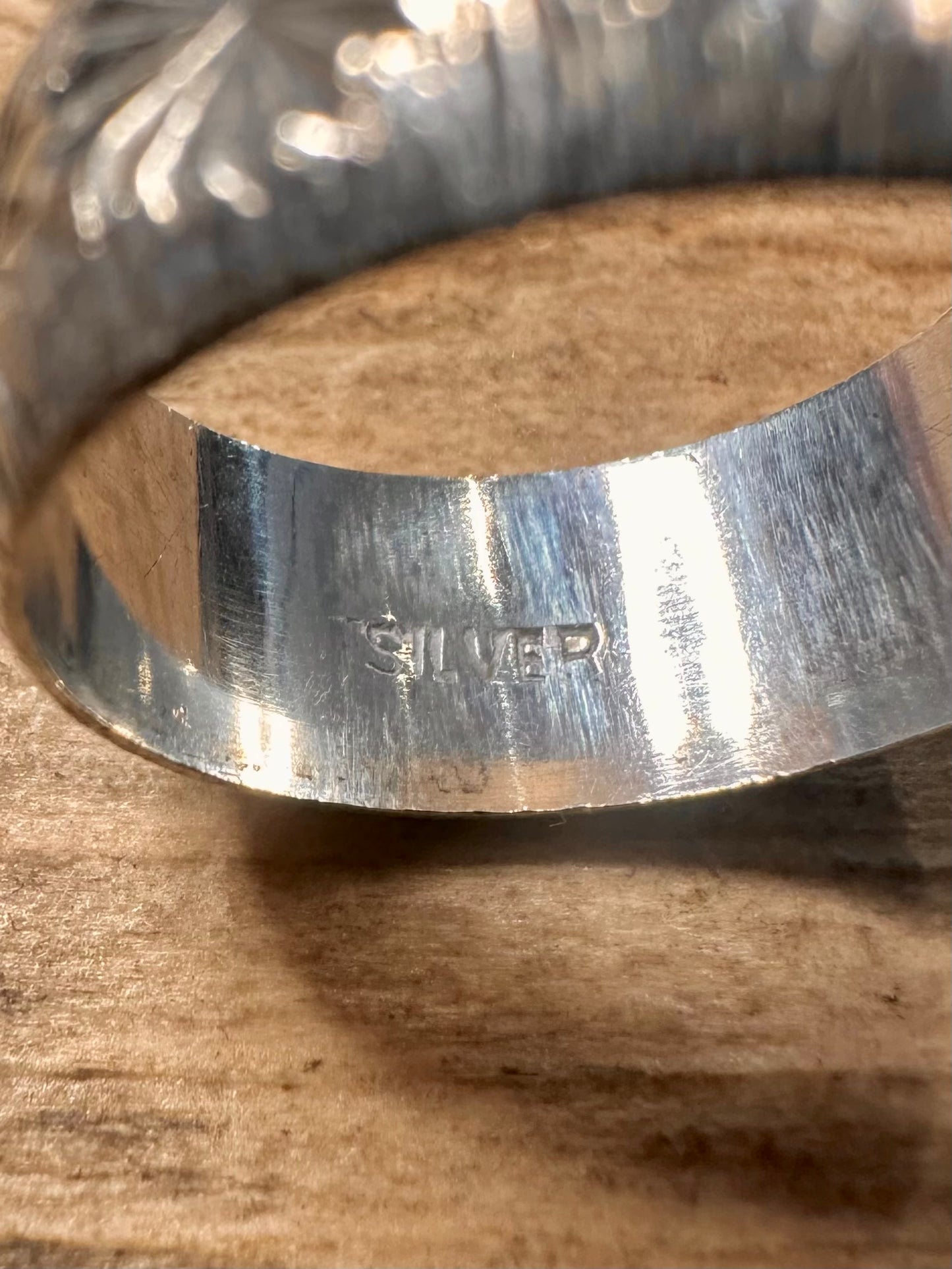 Vintage Textured X Band 925 Silver Size O Ring