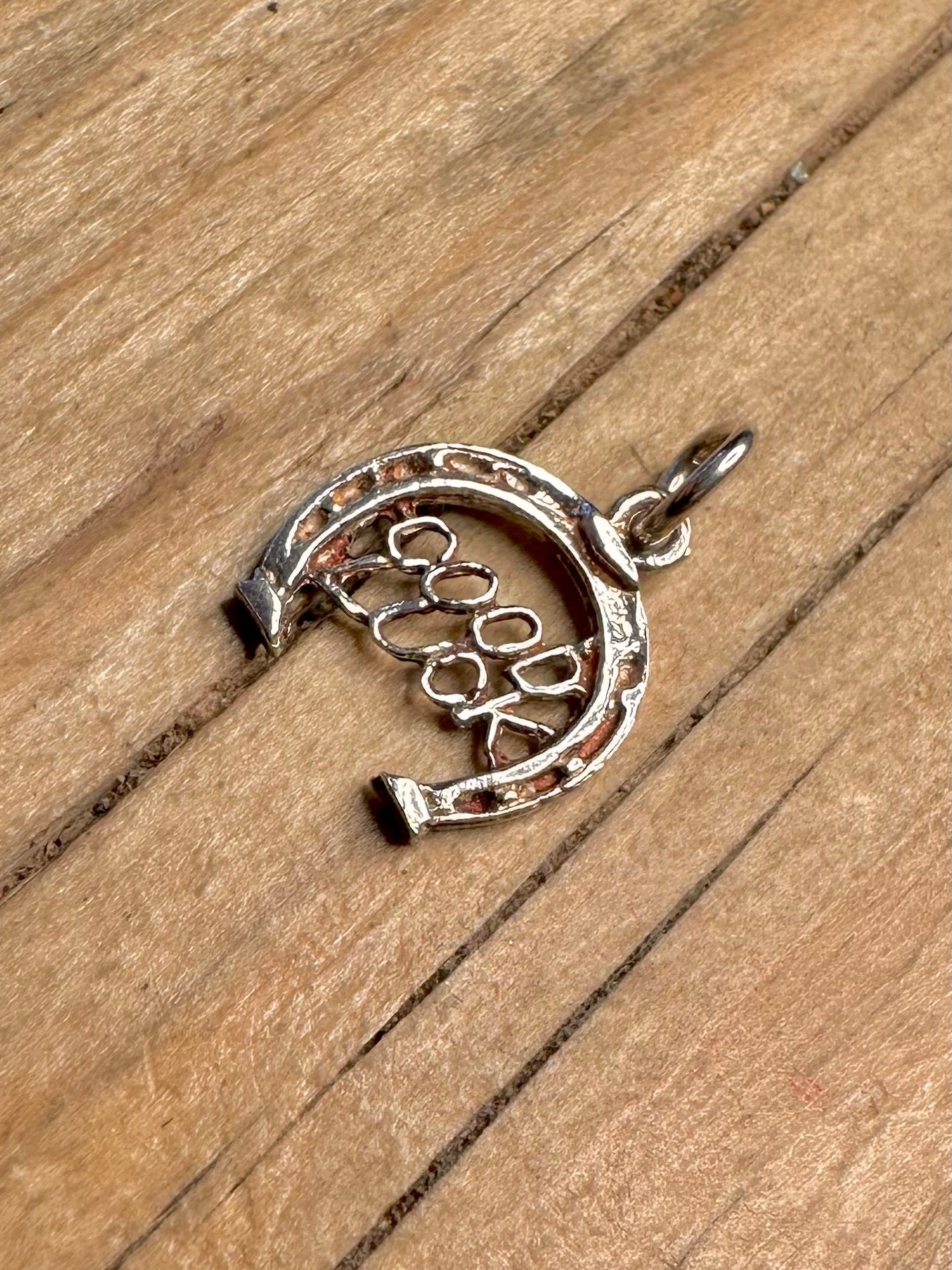 Vintage Good Luck Horse Shoe 925 Sterling Silver Pendant