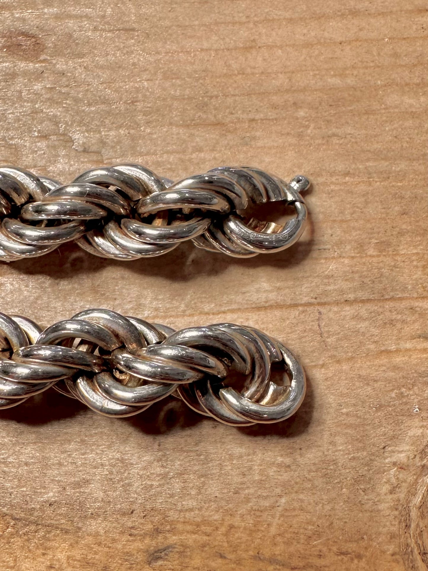 Vintage Chunky Rope Chain 925 Silver 18 inch Necklace