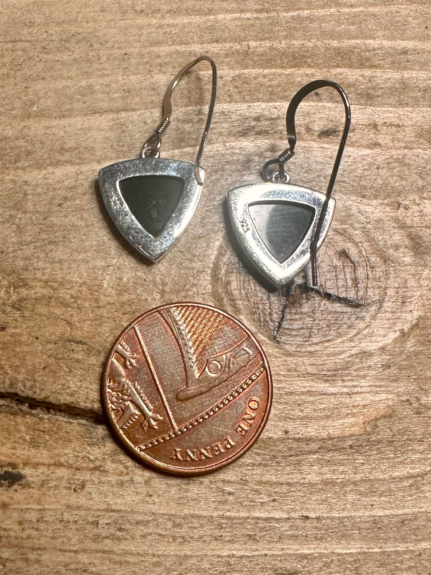 Vintage Black Triangle 925 Silver Earring