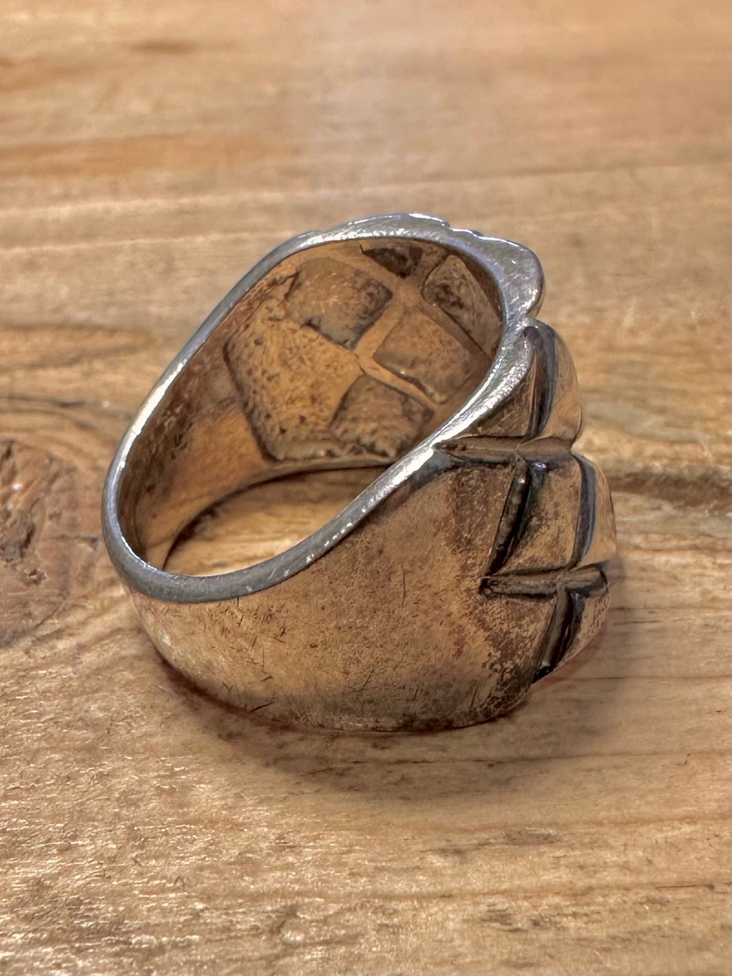 Abstract Textured 925 Silver Size P Ring