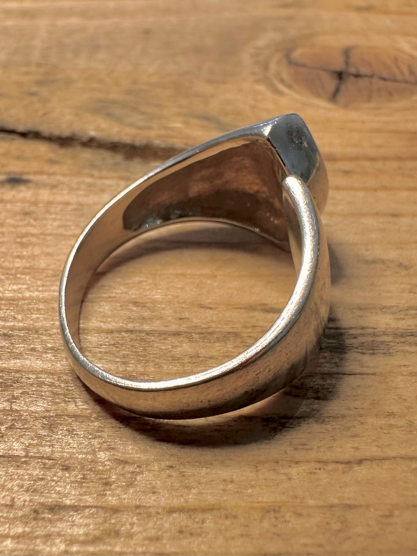 Abstract Blue Stone Open 925 Silver Size O Ring