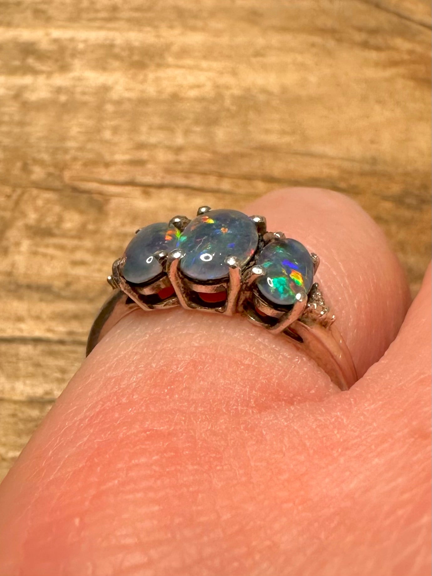 Vintage Blue Opal 925 Silver Size N1/2 Ring