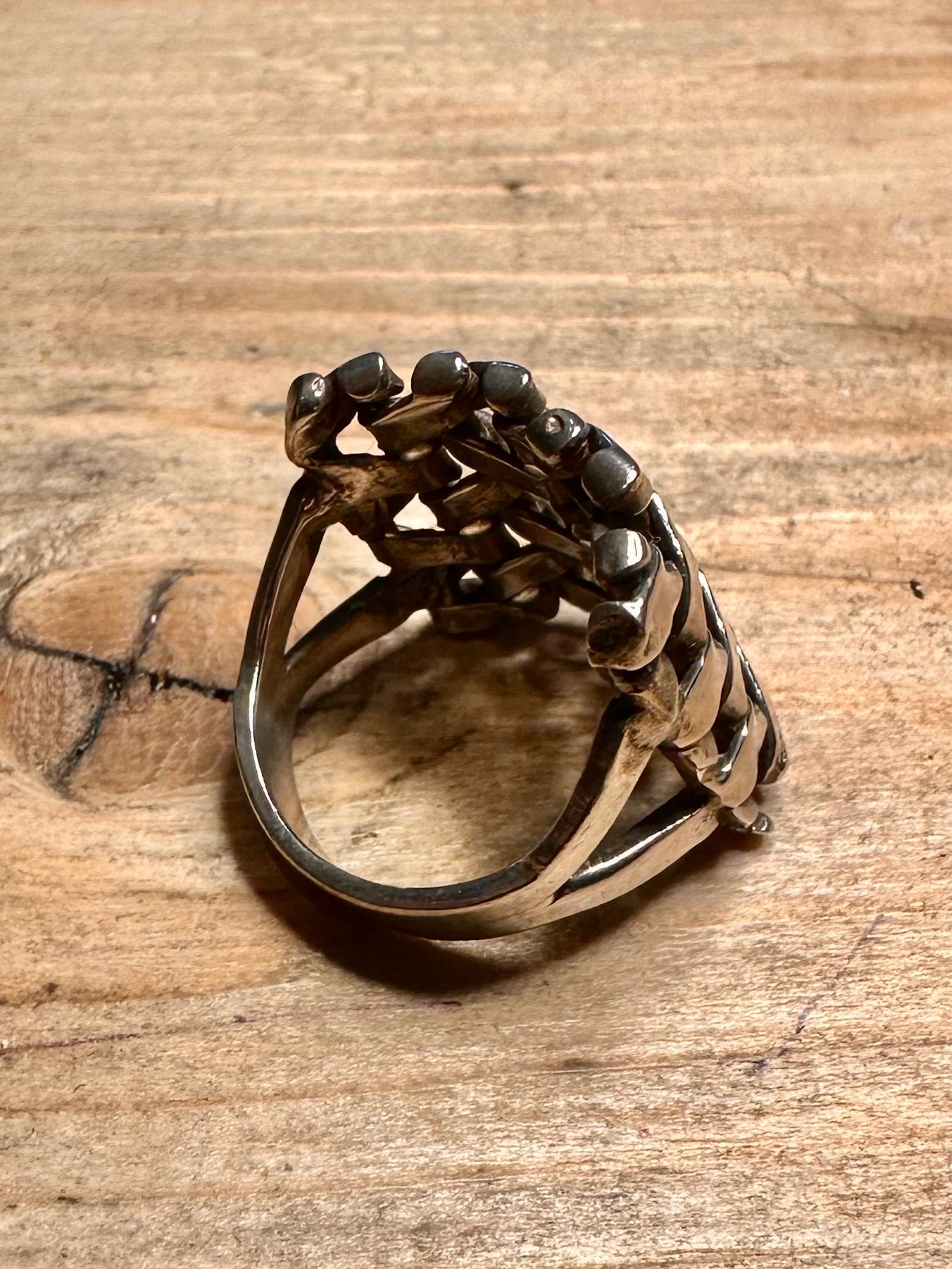 Abstract Braided Square 925 Silver Size N Ring