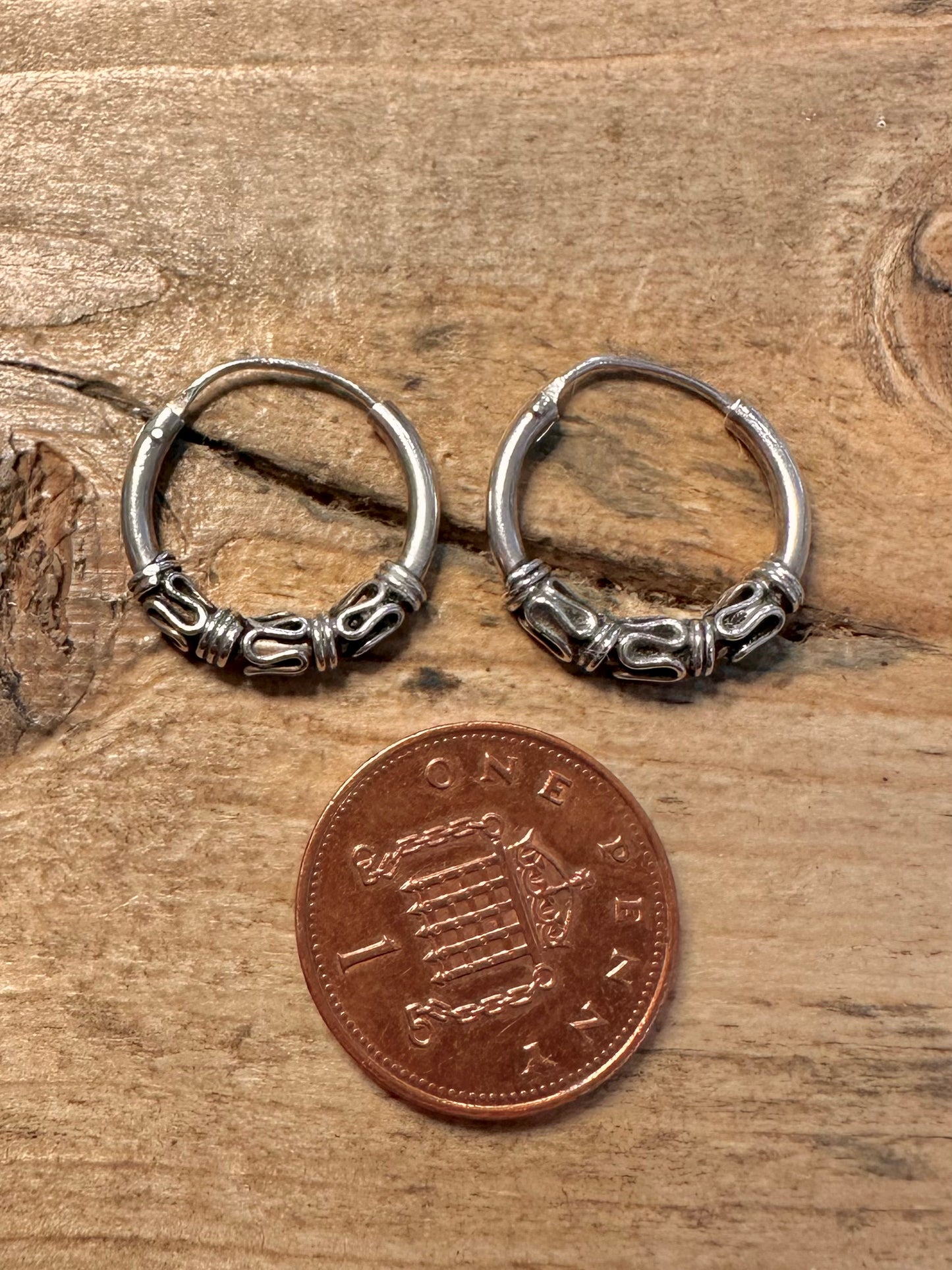 Vintage Tribal Hoops 925 Silver Earrings