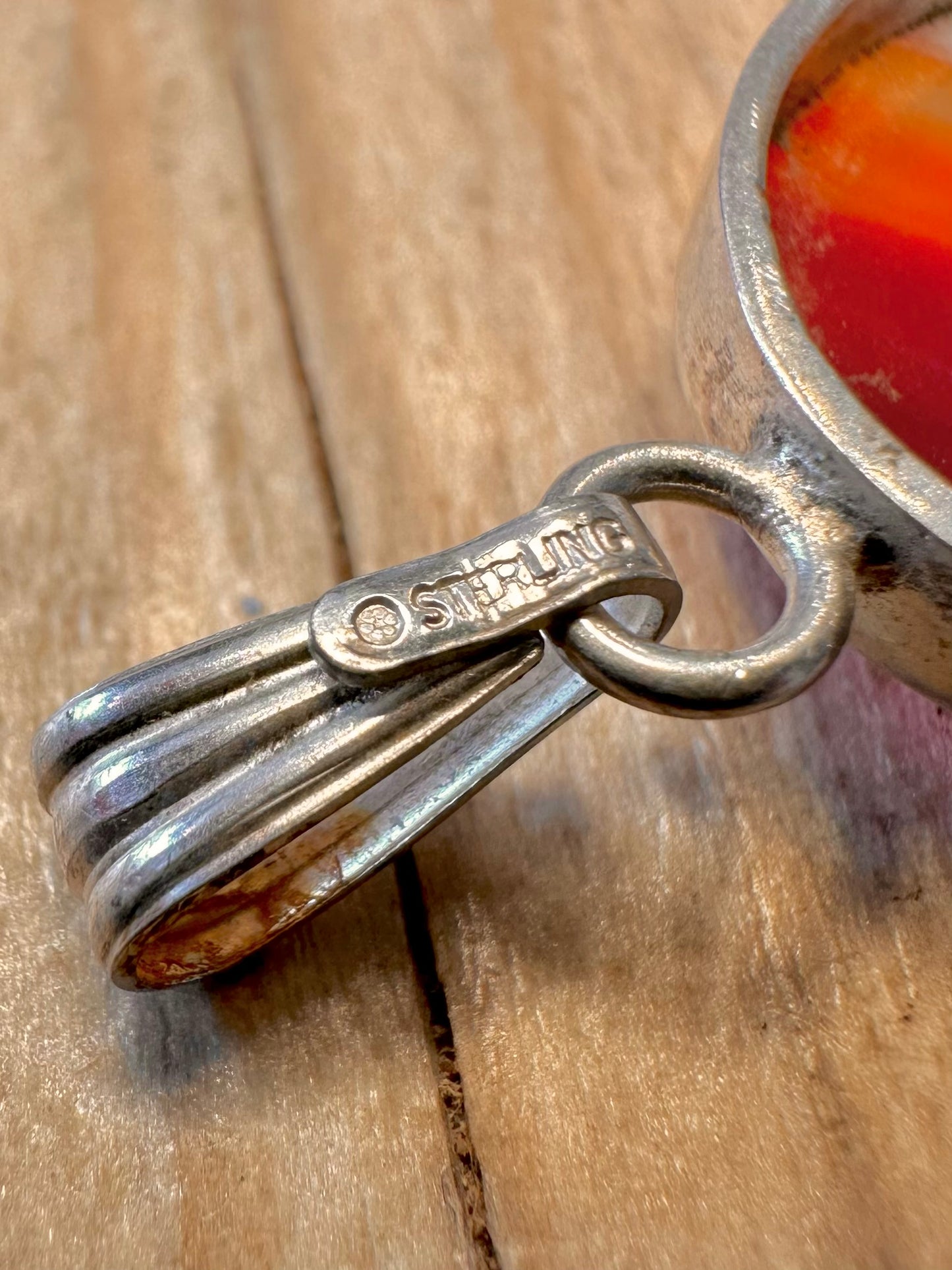 Vintage Banded Agate 925 Sterling Silver Pendant
