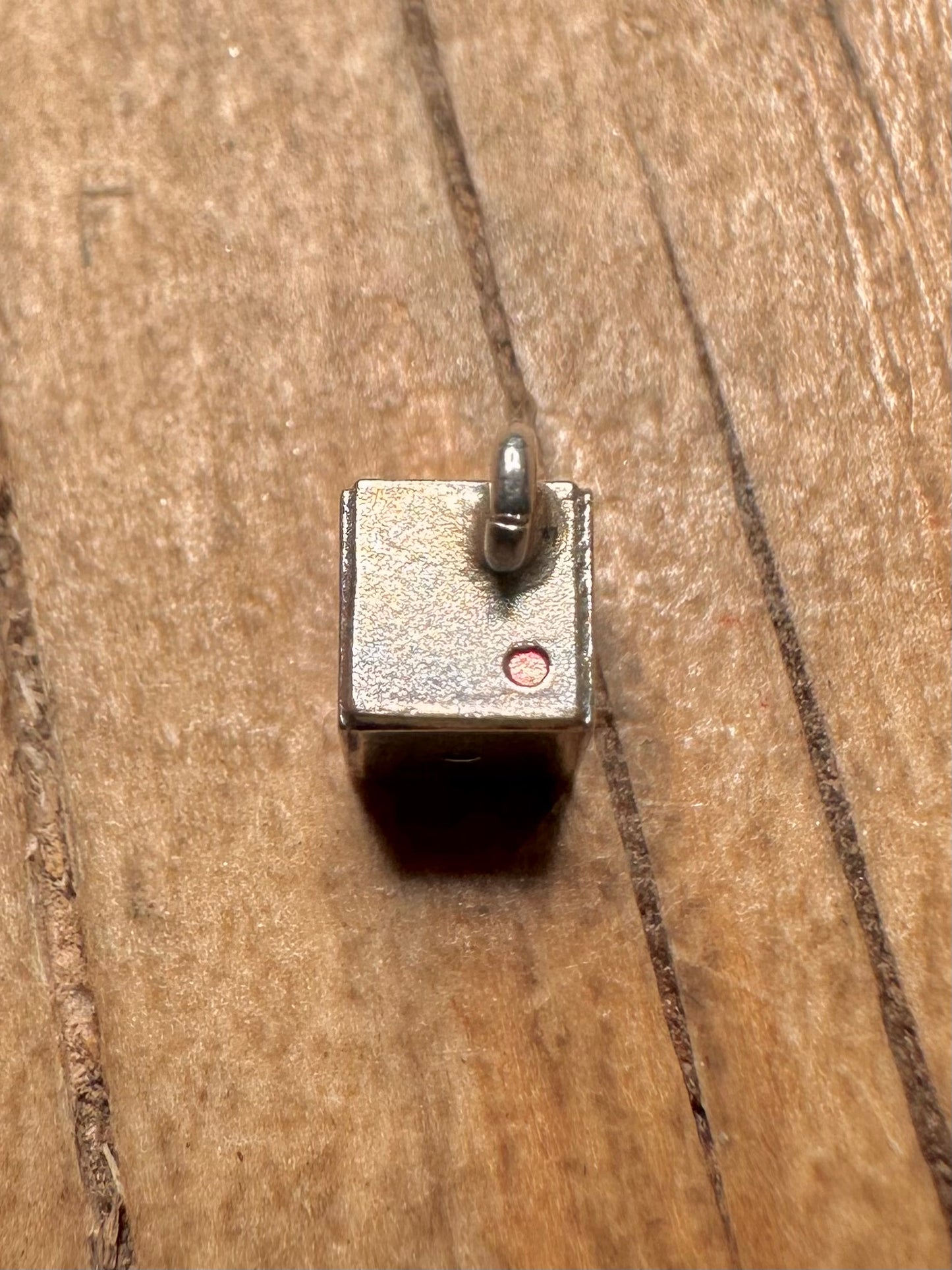 Vintage Dice with Enamel 925 Sterling Silver Charm Pendant