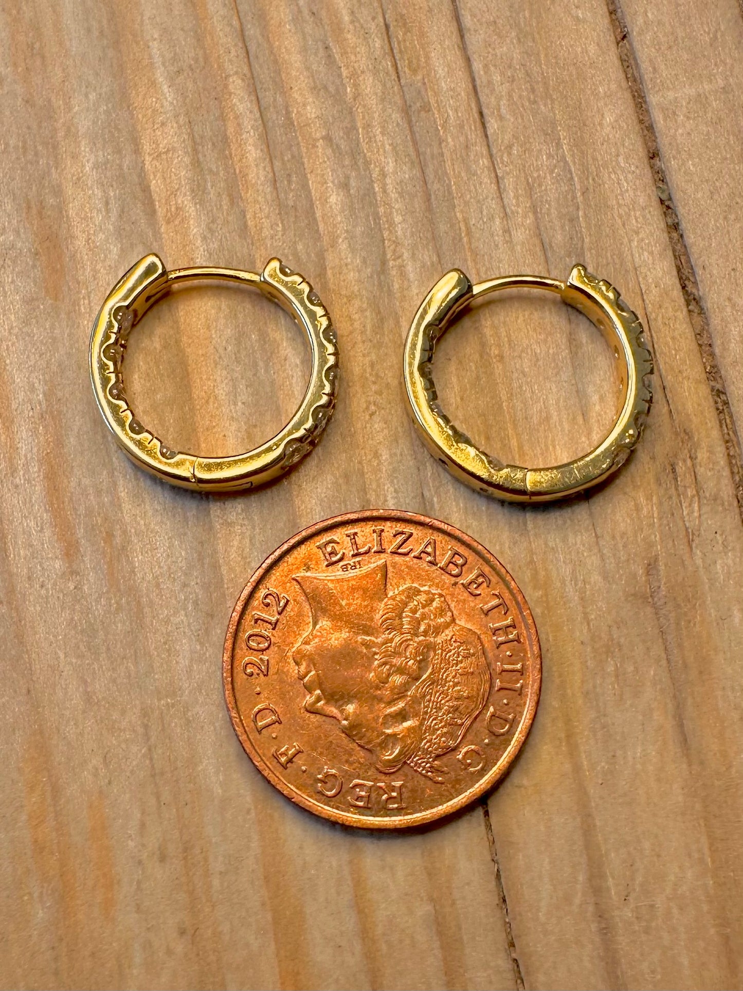 Modern CZ Gold on 925 Silver Hoop Earrings