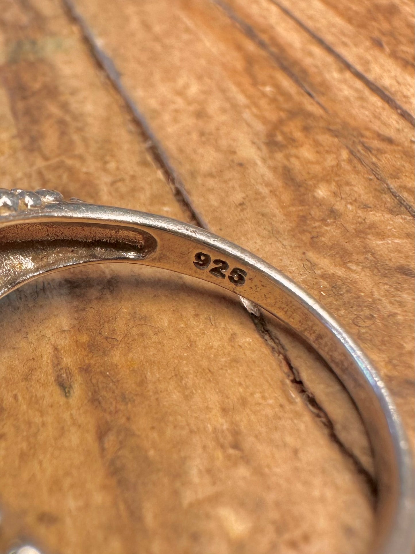 Perlmutt-Blasen-Effekt 925 Sterling Silber Ring Größe N