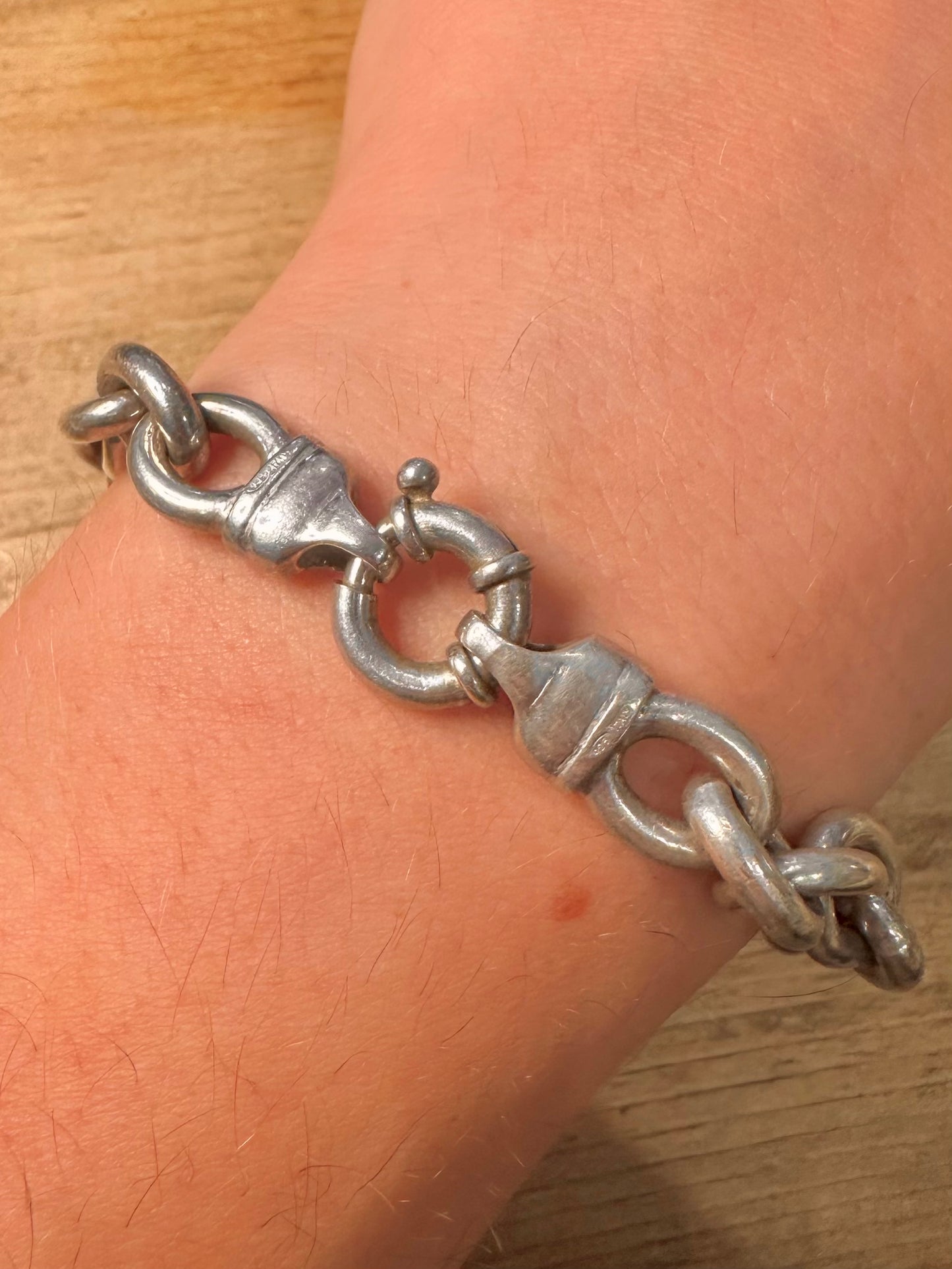 Vintage Heavy Cable Chain 925 Silver Italy 8.7 inch Bracelet