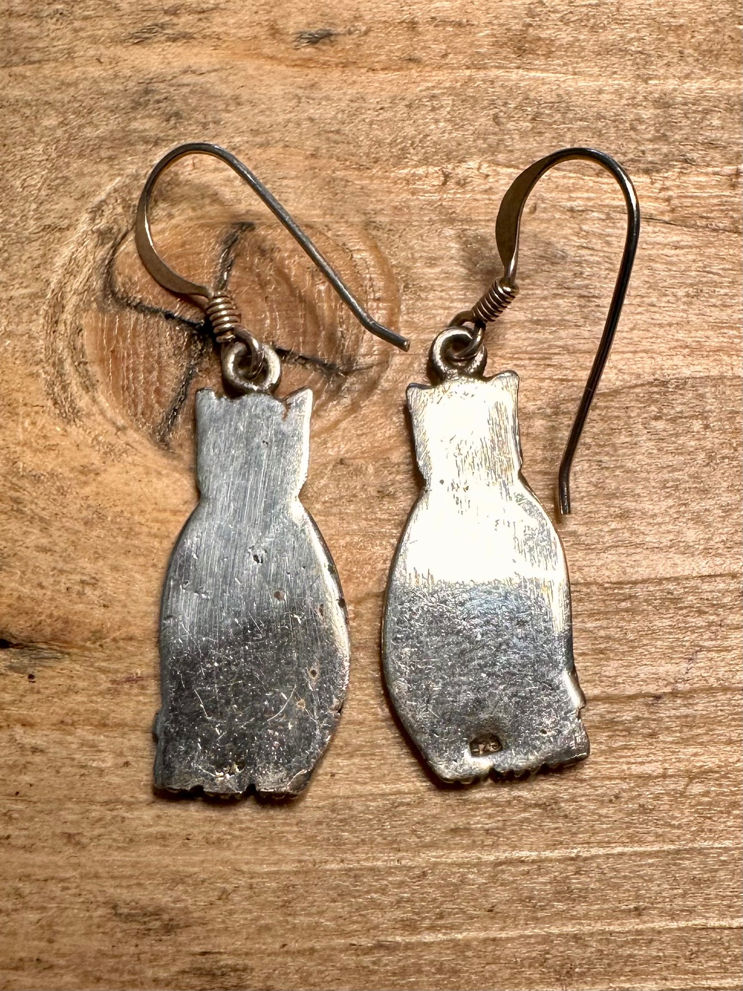 Vintage Cat 925 Silver Earrings