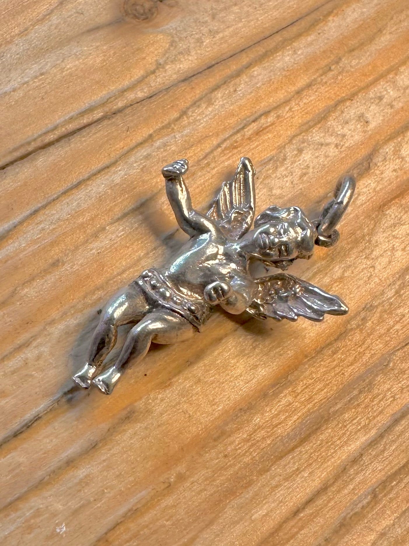 Vintage Cherub 925 Sterling Silver Charm Pendant