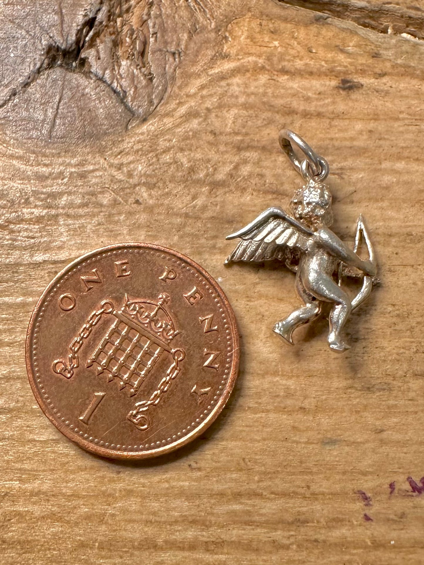 Vintage Cherub Angel 925 Silver Charm Pendant