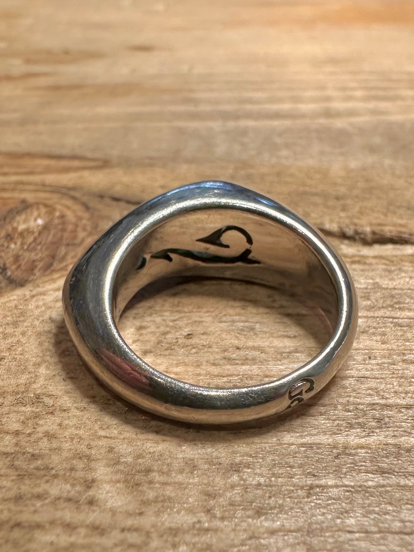 Abstract Blue Resin Wavy 925 Silver Size M Ring
