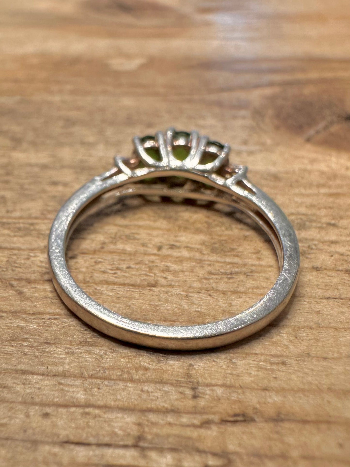 Vintage Green Diopside 925 Silver Size M1/2 Ring