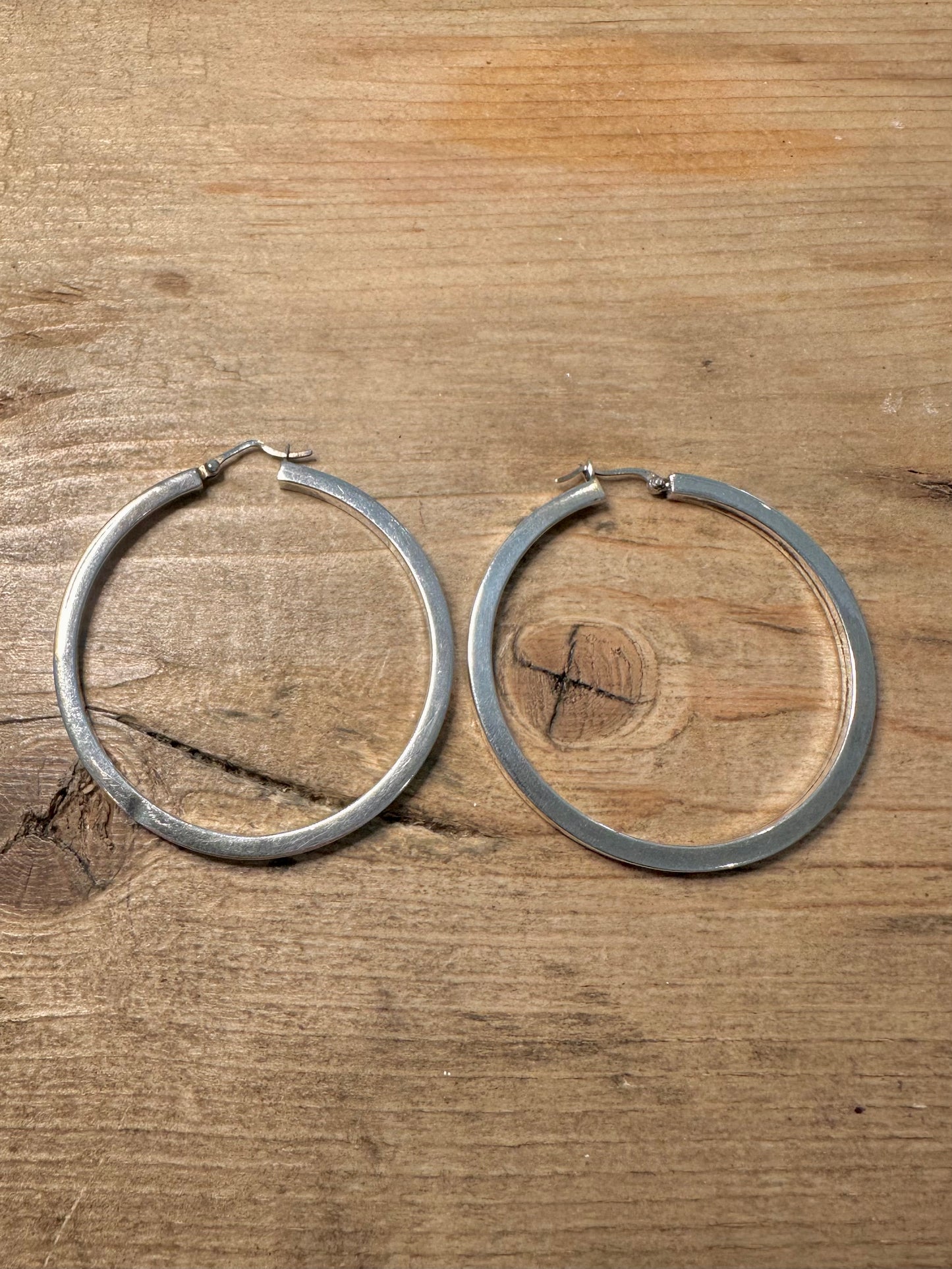 Vintage Chunky Large Hoops 925 Silver Earrings