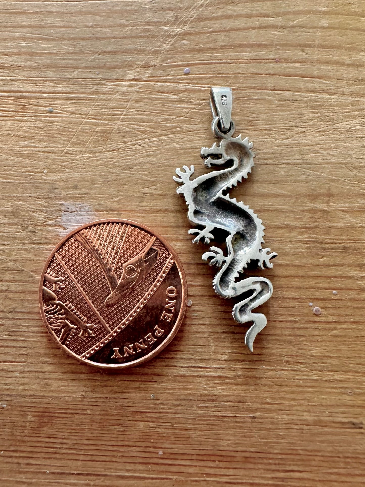 Vintage Dragon 925 Silver Pendant