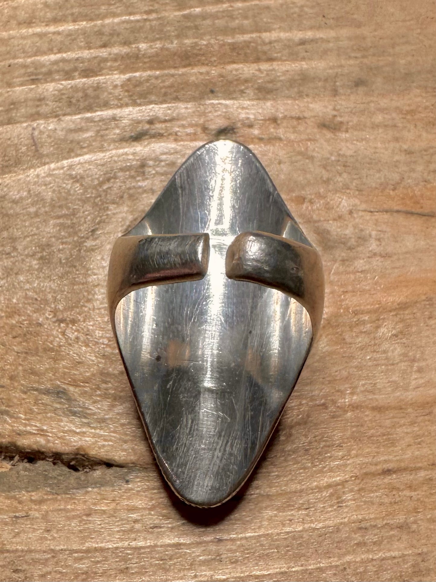 Vintage Large Tigers Eye Diamond Shape 925 Silver Size O1/2 Ring