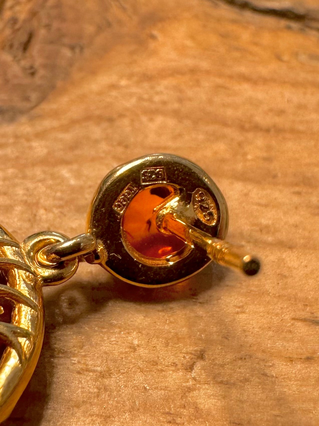 Abstract Amber Tree of Life Gold on 925 Silver Earrings