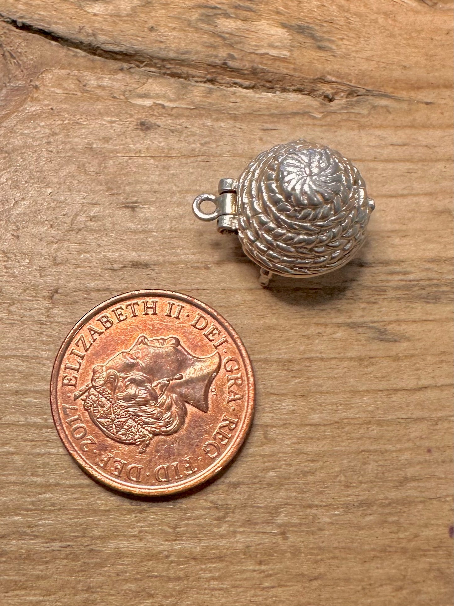 Vintage Beehive Articulated Bee inside 925 Silver Charm Pendant