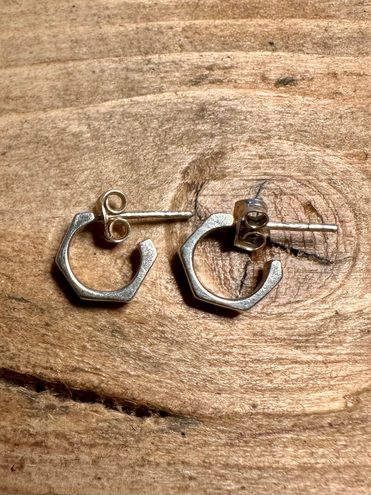 Abstract Geometric Half Hoops 925 Silver Earrings